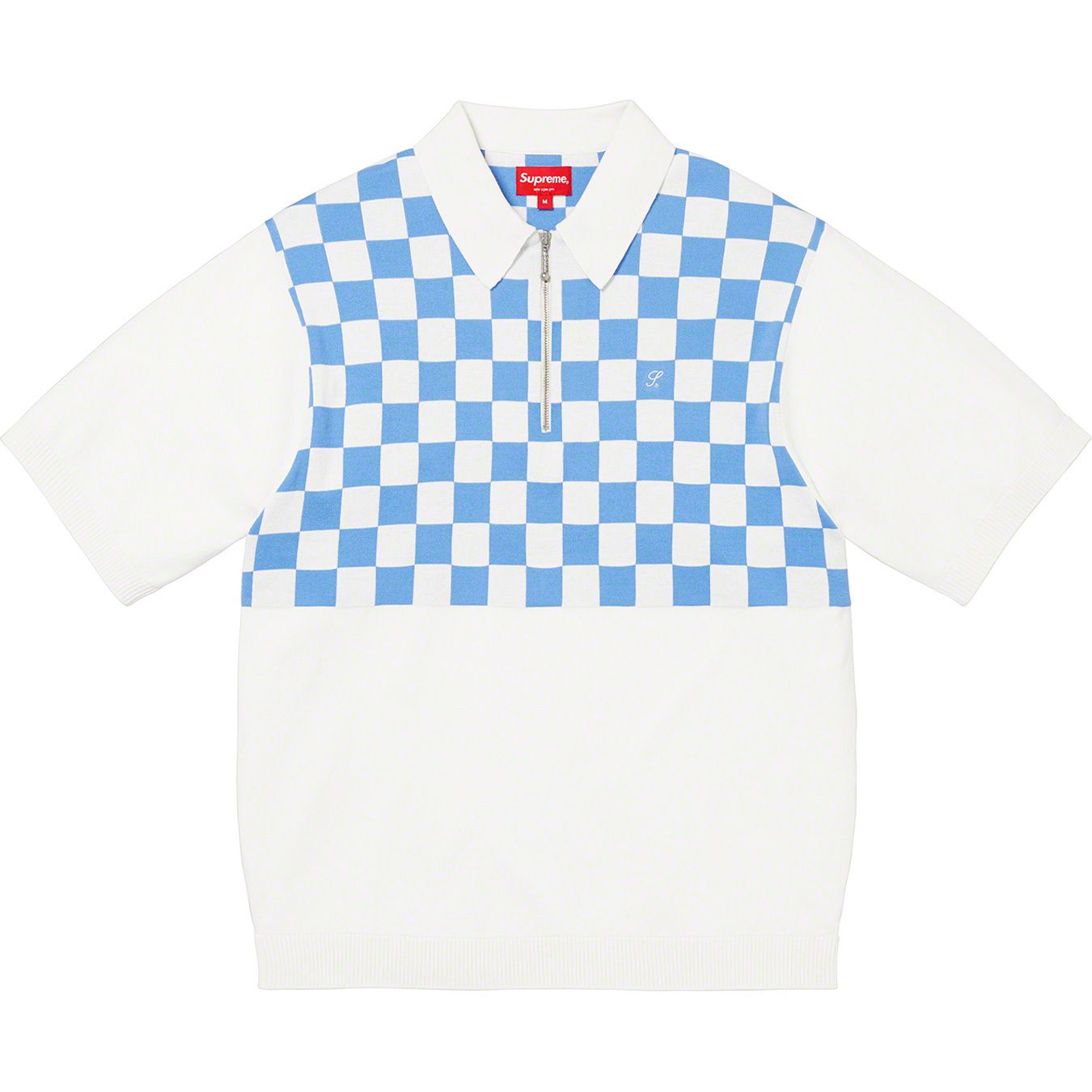 Checkerboard Zip Polo