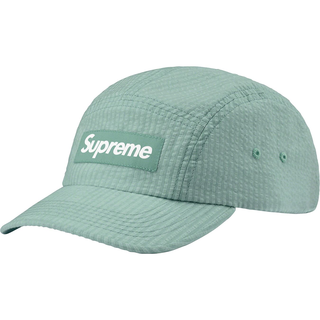 Washed Seersucker Camp Cap