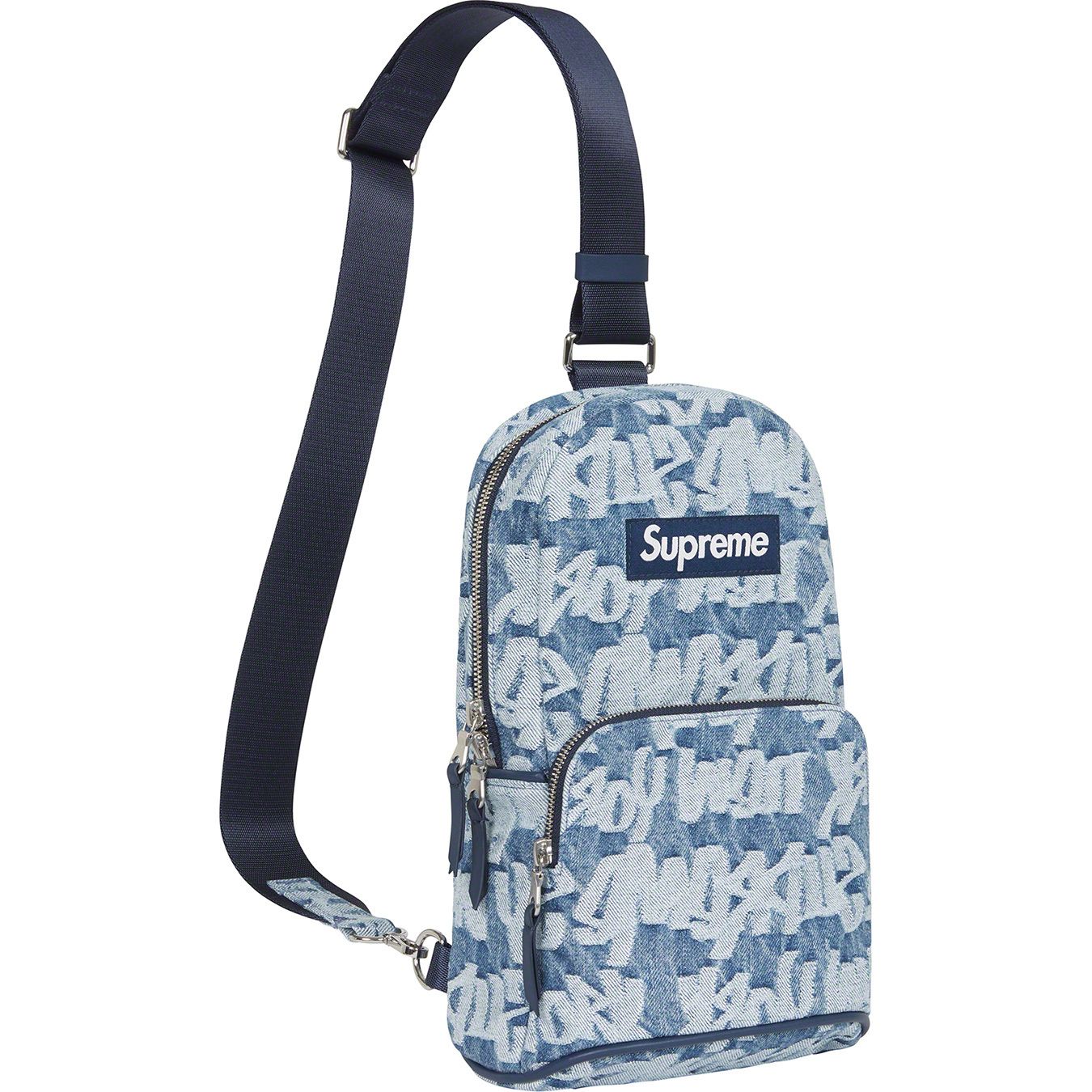 Fat Tip Jacquard Denim Sling Bag