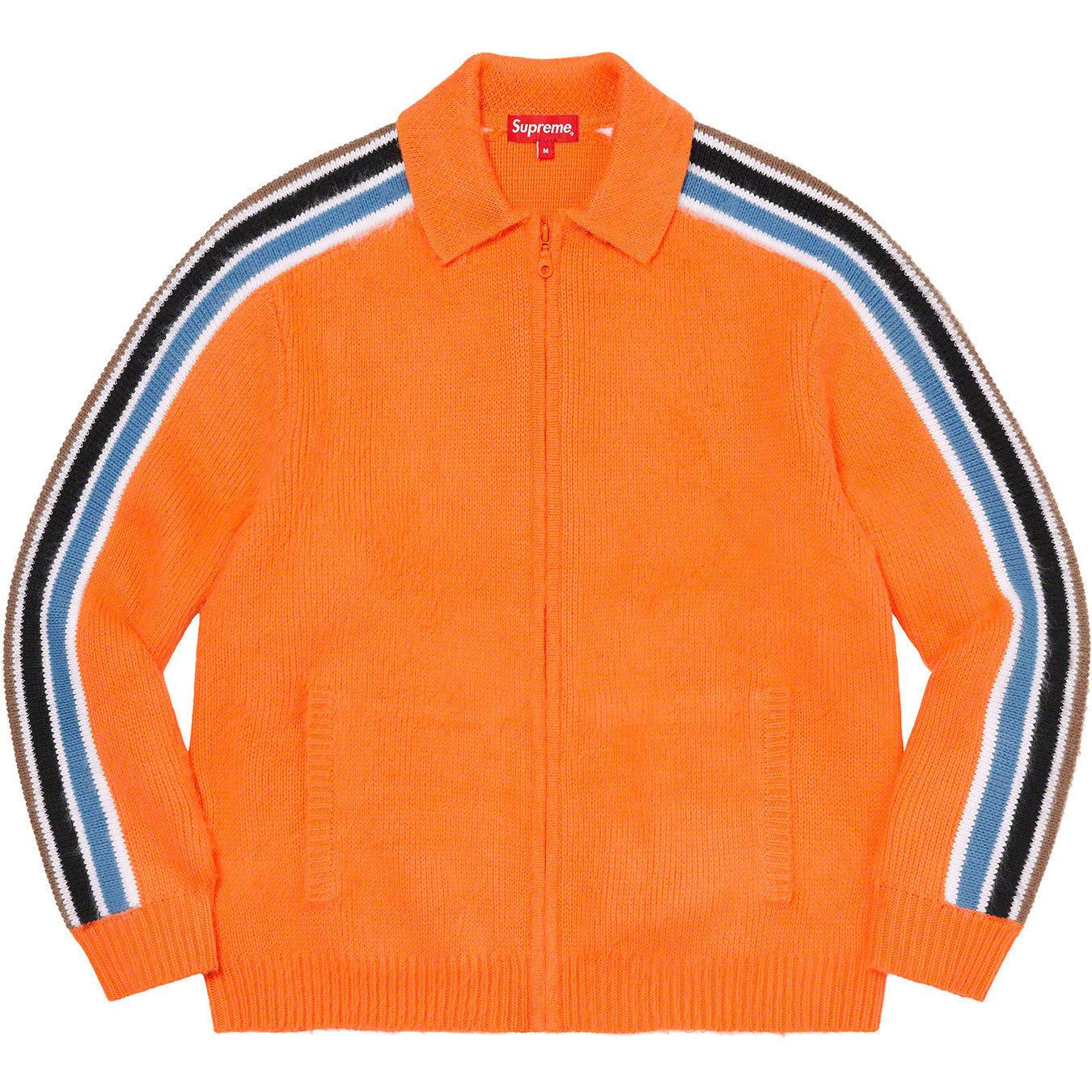 Sleeve Stripe Zip Up Sweater