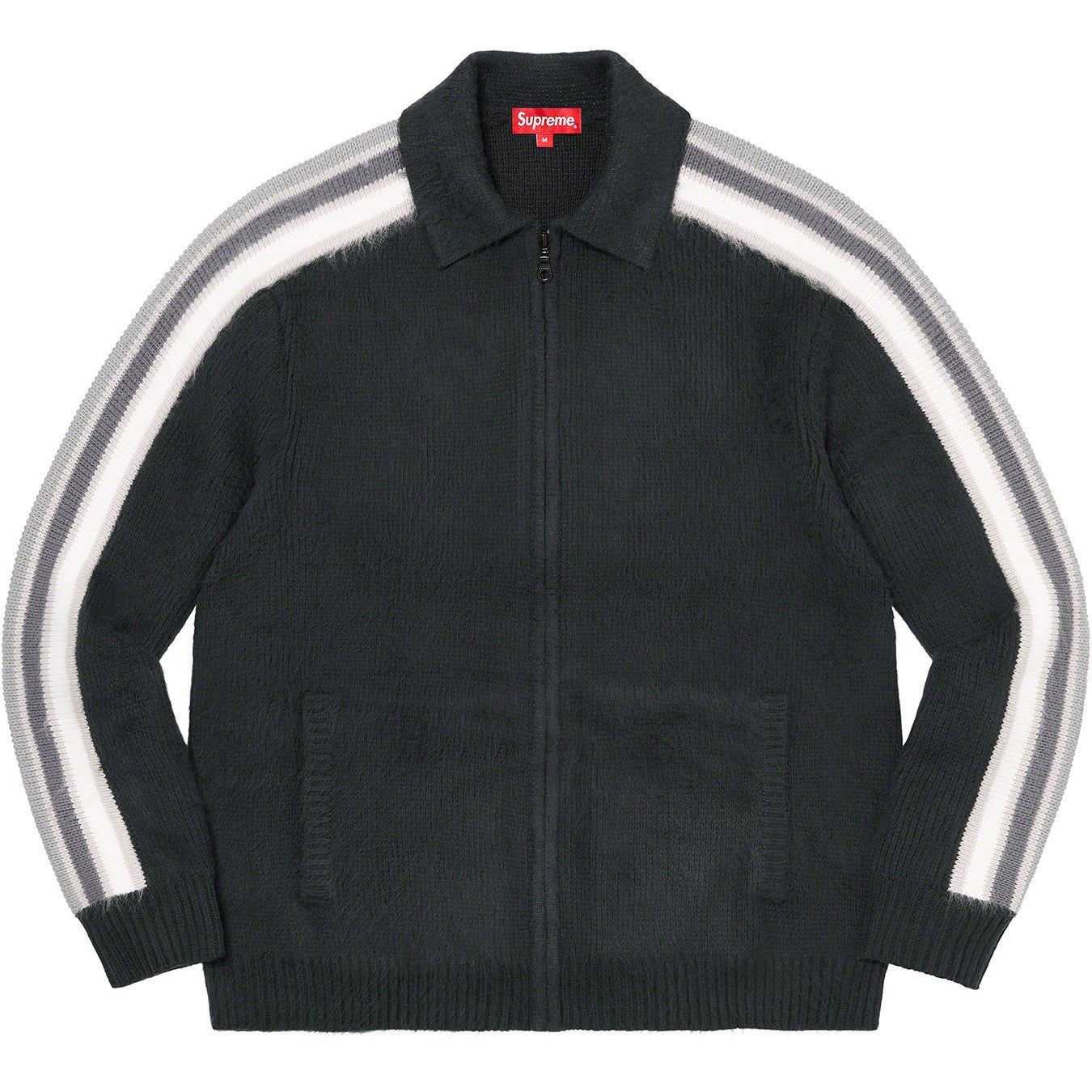 Sleeve Stripe Zip Up Sweater