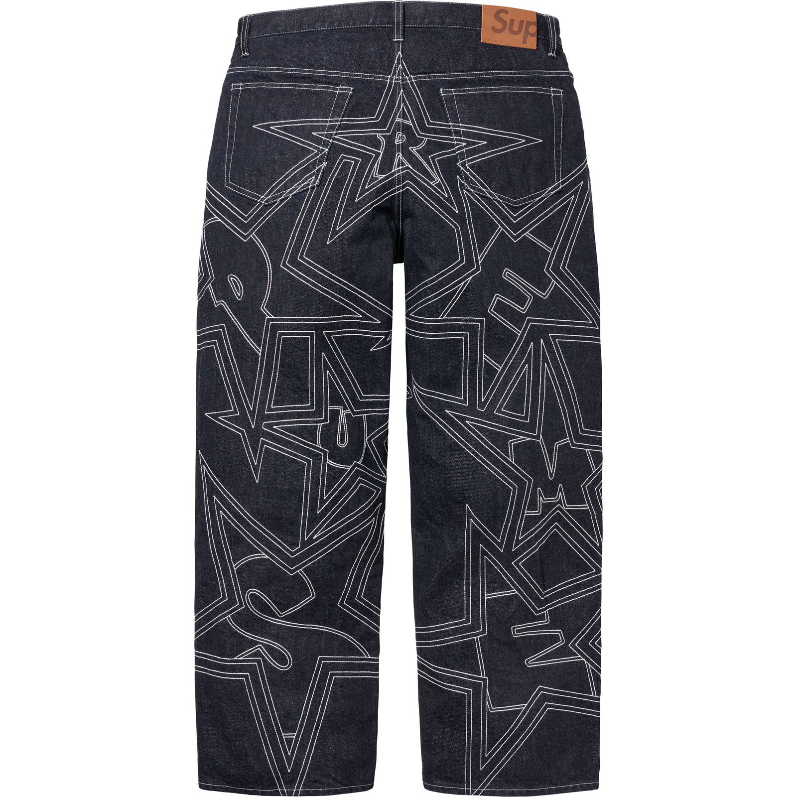 Stars Topstitch Baggy Jean