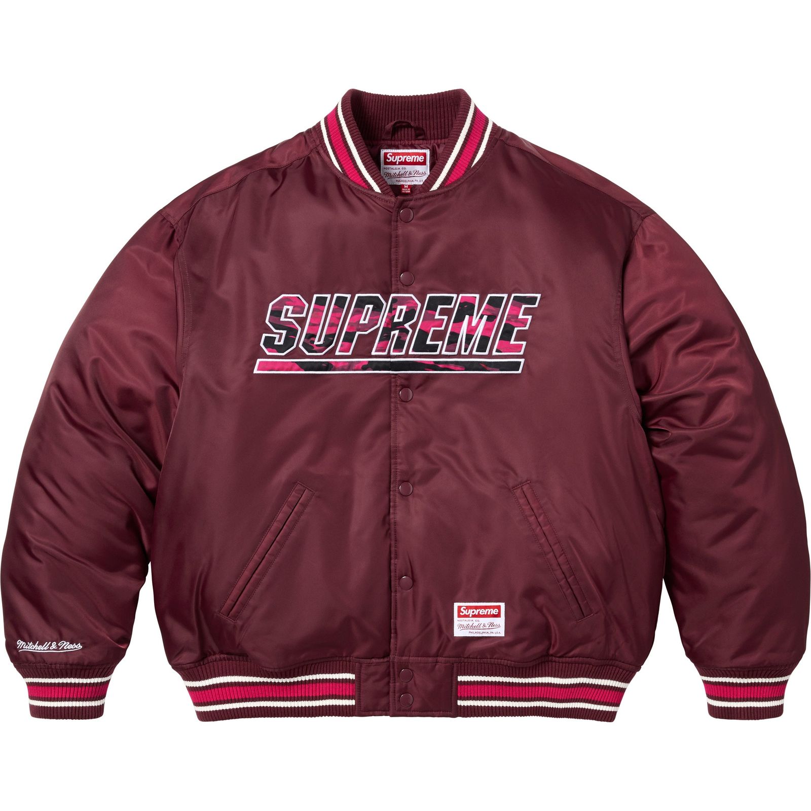 Supreme®/Mitchell & Ness® Camo Logo Varsity Jacket