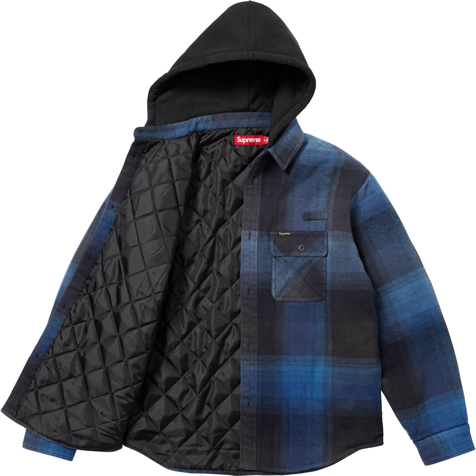Quilted Lined Hooded Flannel Shirt