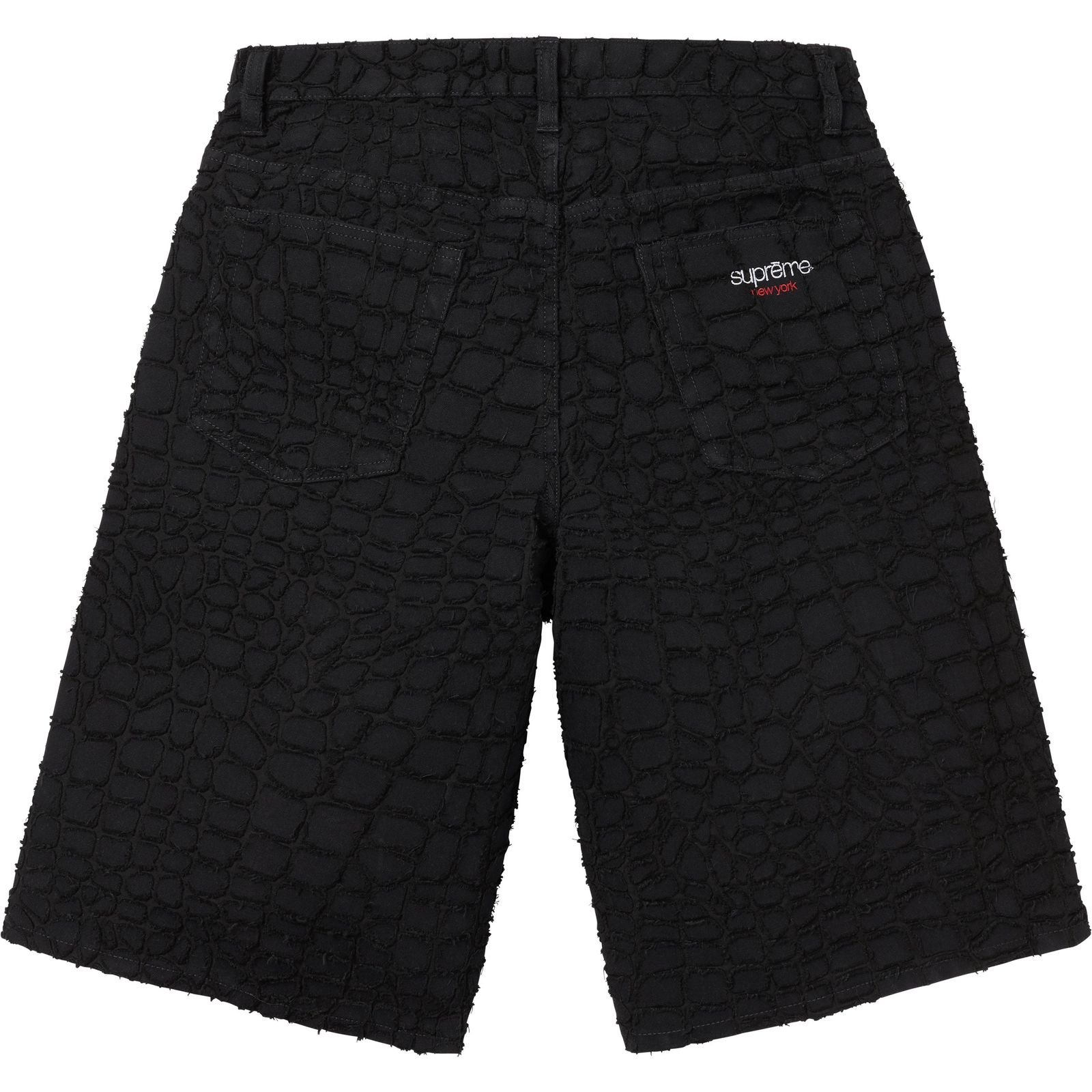 Frayed Croc Baggy Denim Short