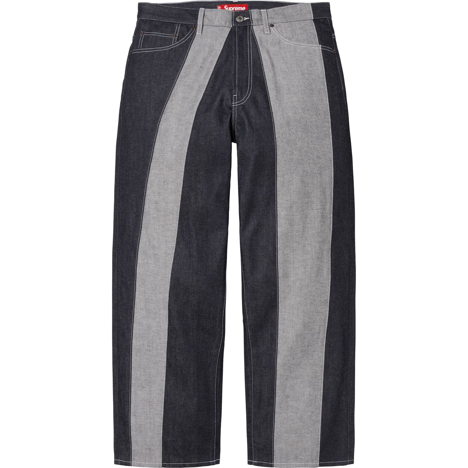 Paneled Stripe Baggy Jean