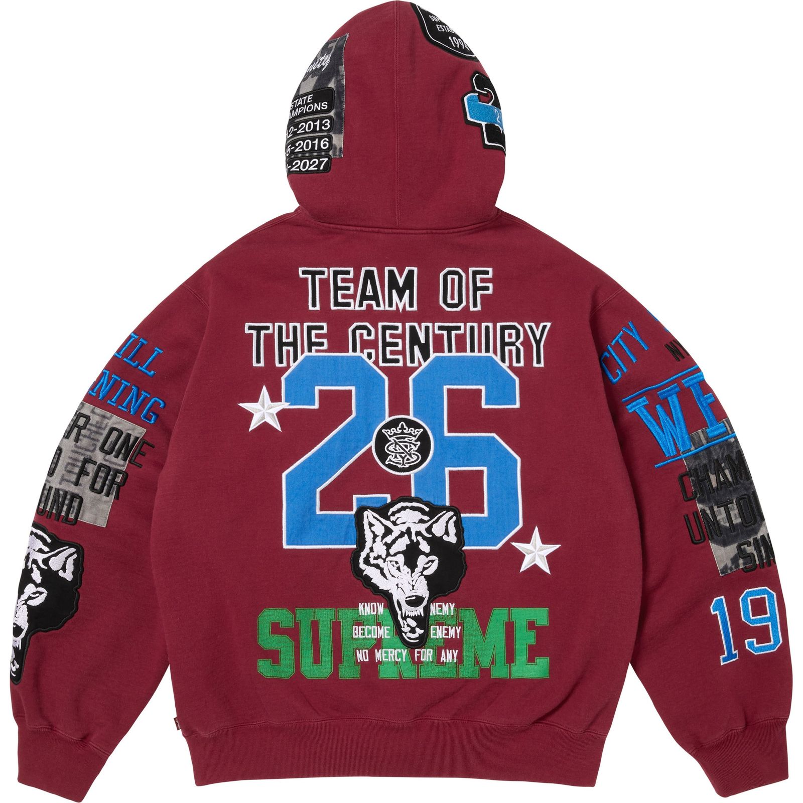 Warriors Appliqué Zip Up Hooded Sweatshirt