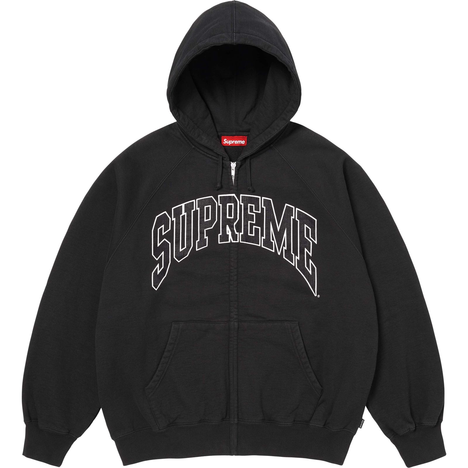 Cracked Raglan Zip Up Hooded Sweatshirt