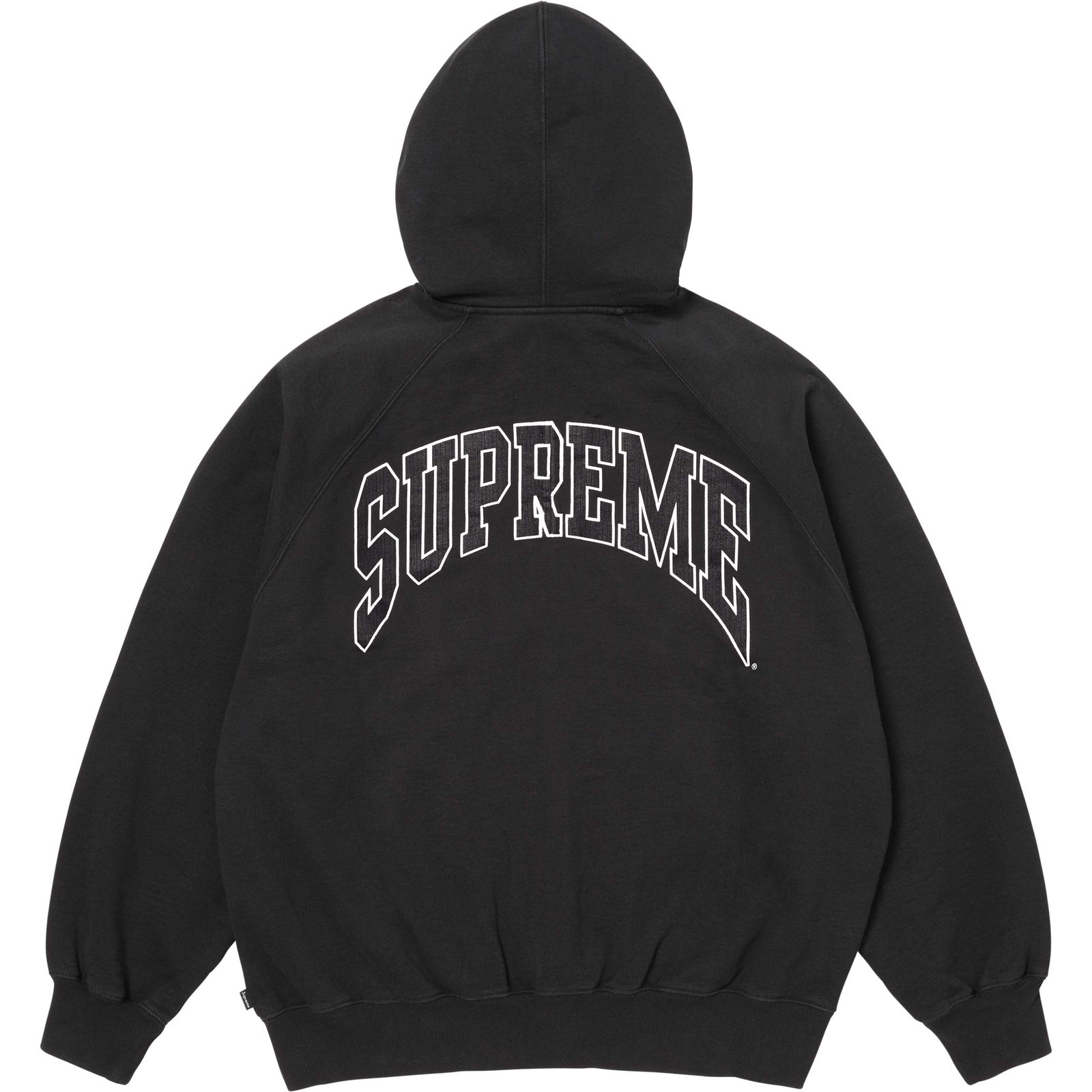 Cracked Raglan Zip Up Hooded Sweatshirt