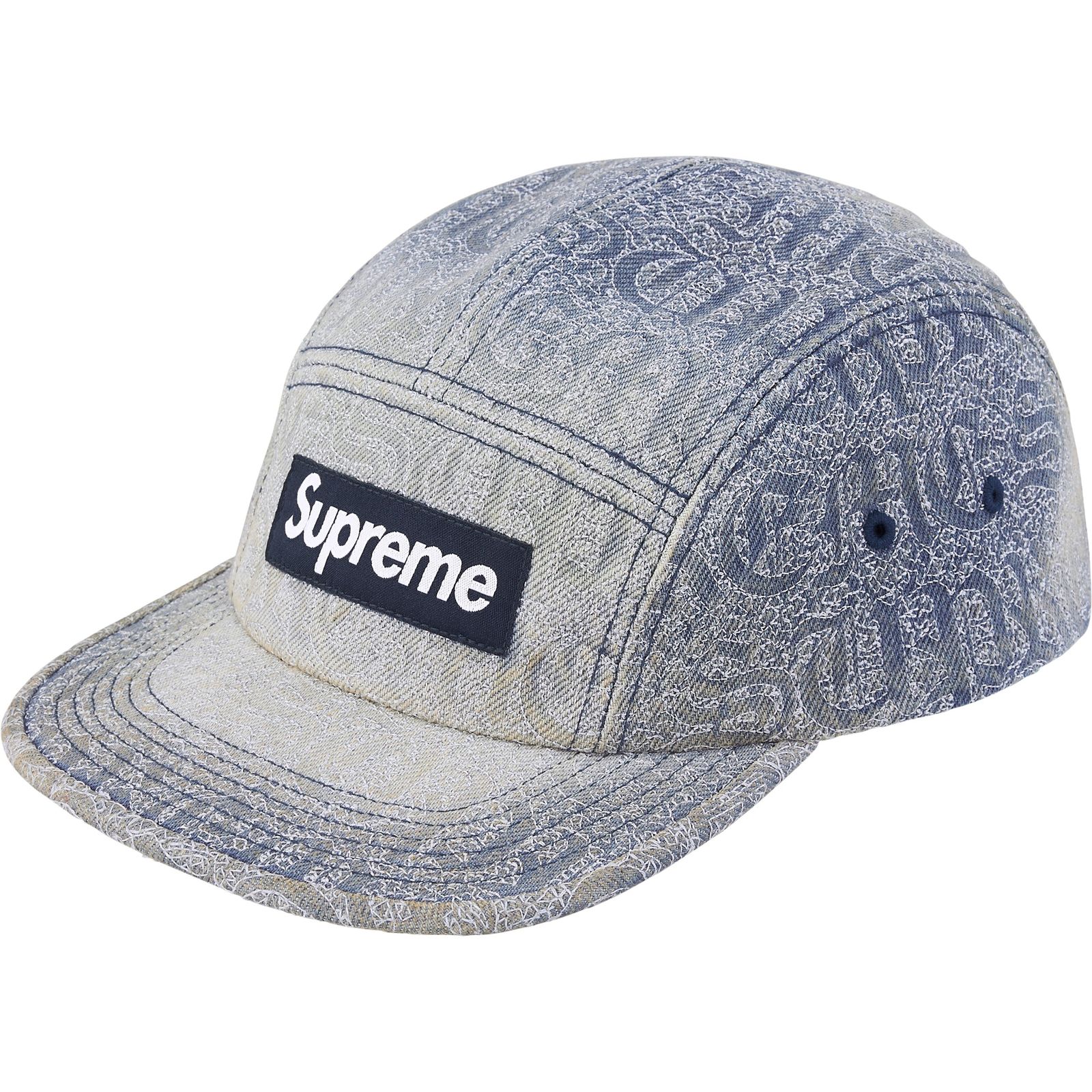 Stitched Old English Denim Camp Cap