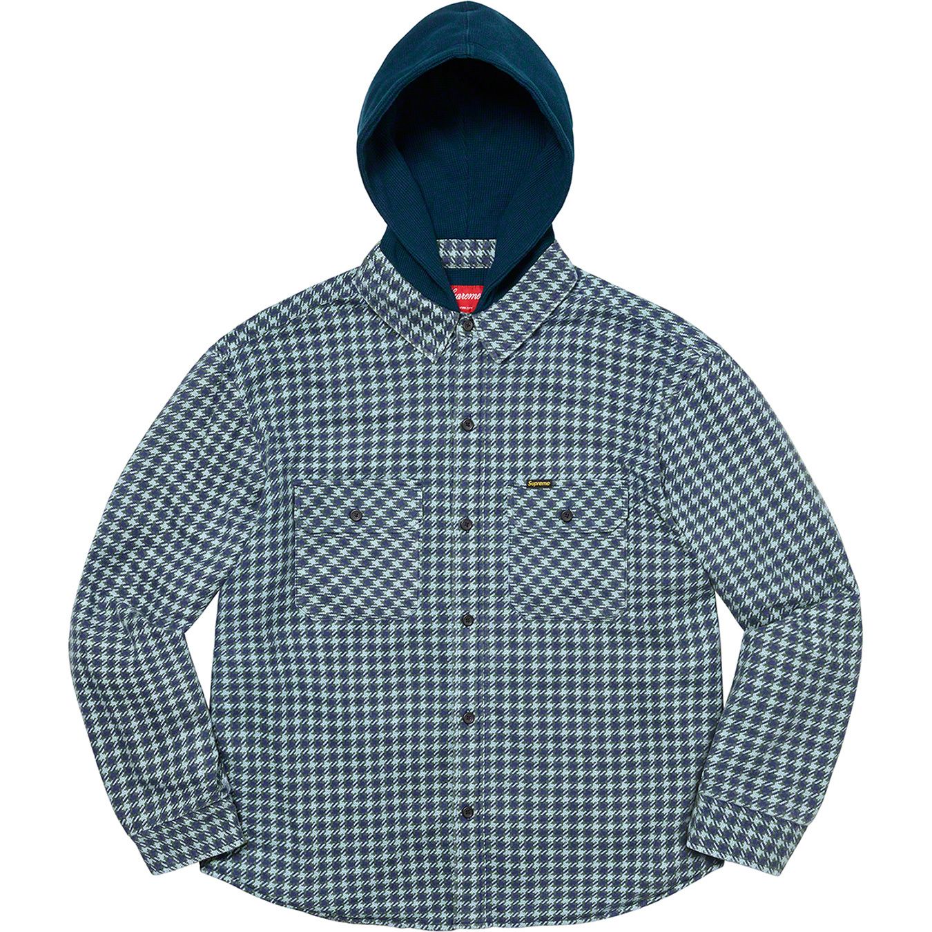Houndstooth Flannel Hooded Shirt