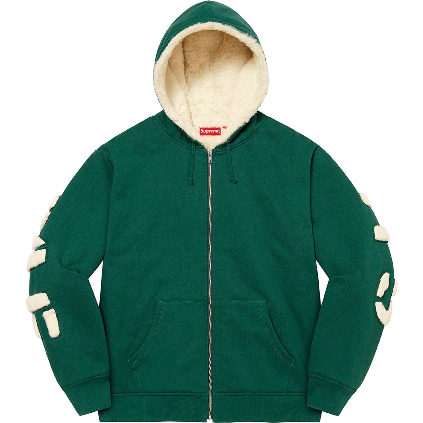 Faux Fur Lined Zip Up Hooded Sweatshirt