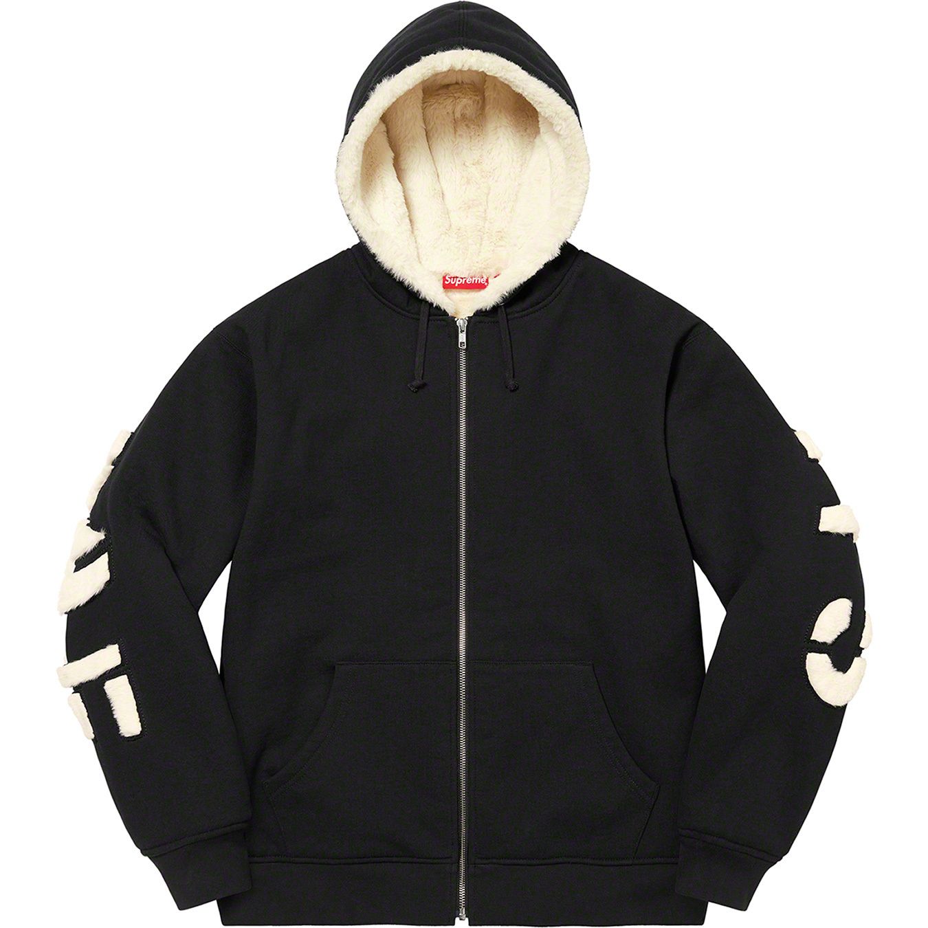 Faux Fur Lined Zip Up Hooded Sweatshirt