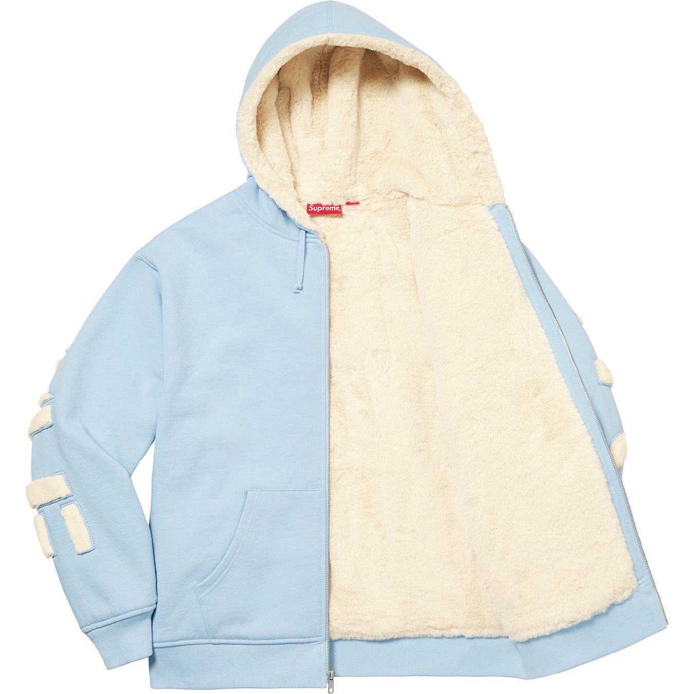 Faux Fur Lined Zip Up Hooded Sweatshirt