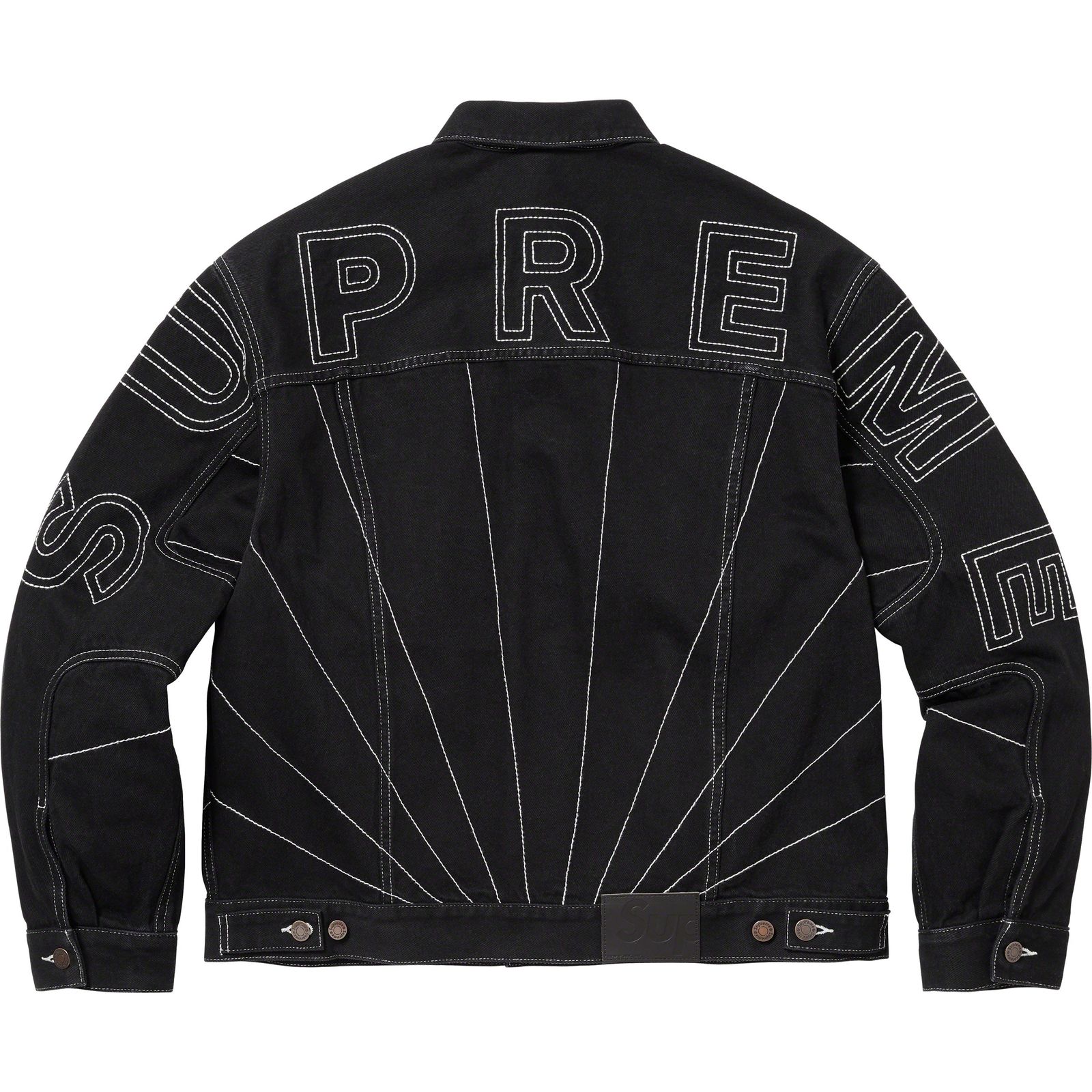 Radial Embroidered Denim Trucker Jacket