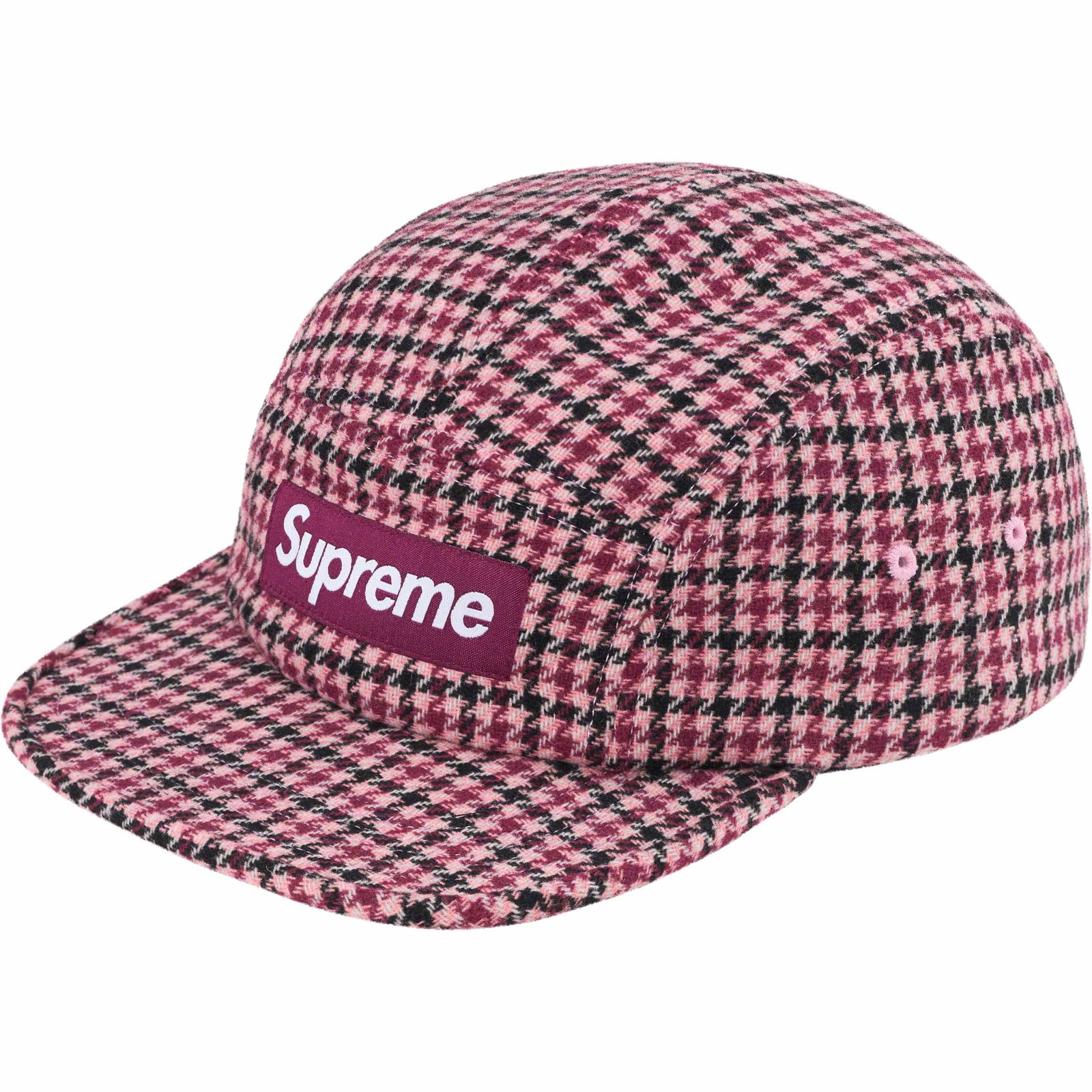 Houndstooth Wool Camp Cap