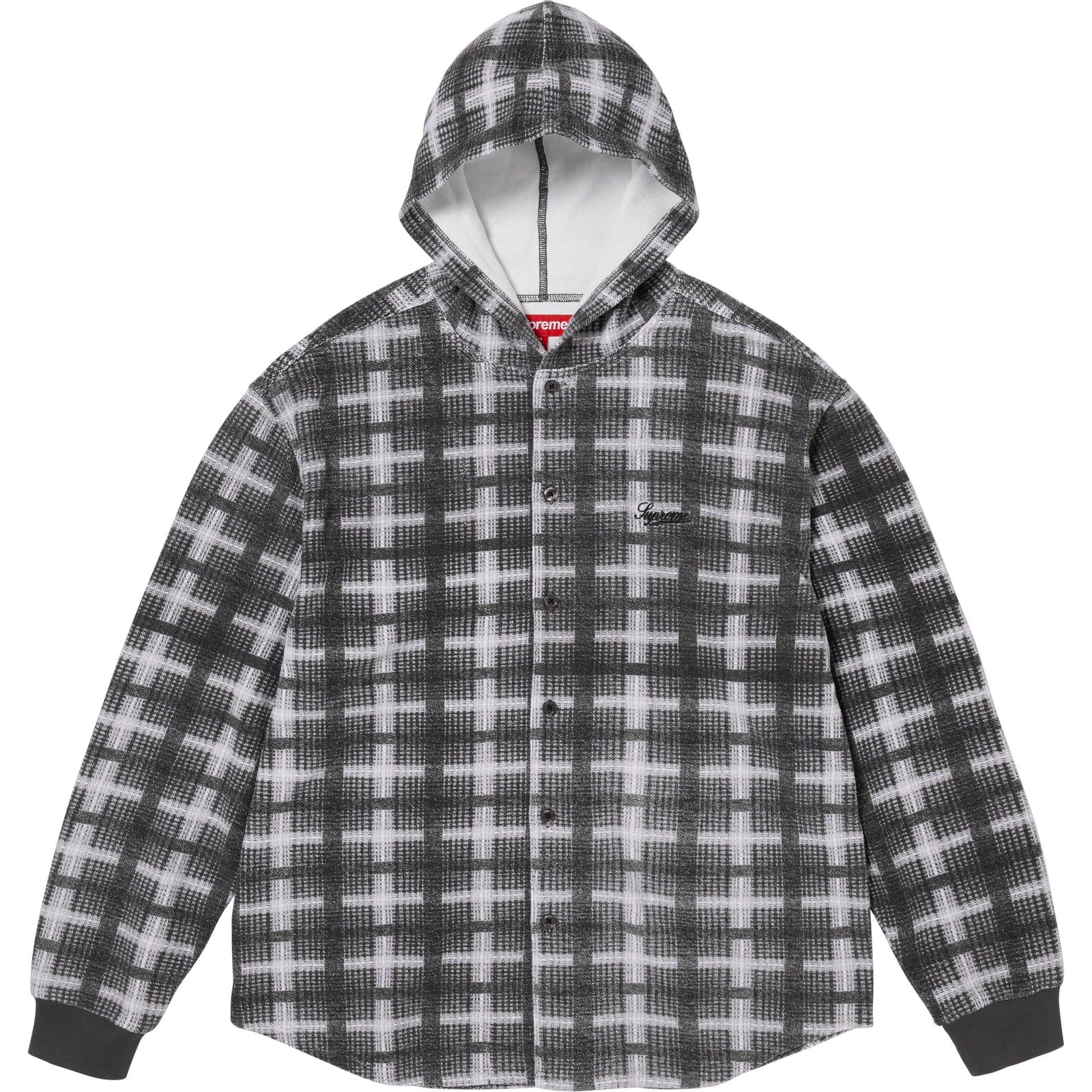 Hooded Plaid Knit Shirt