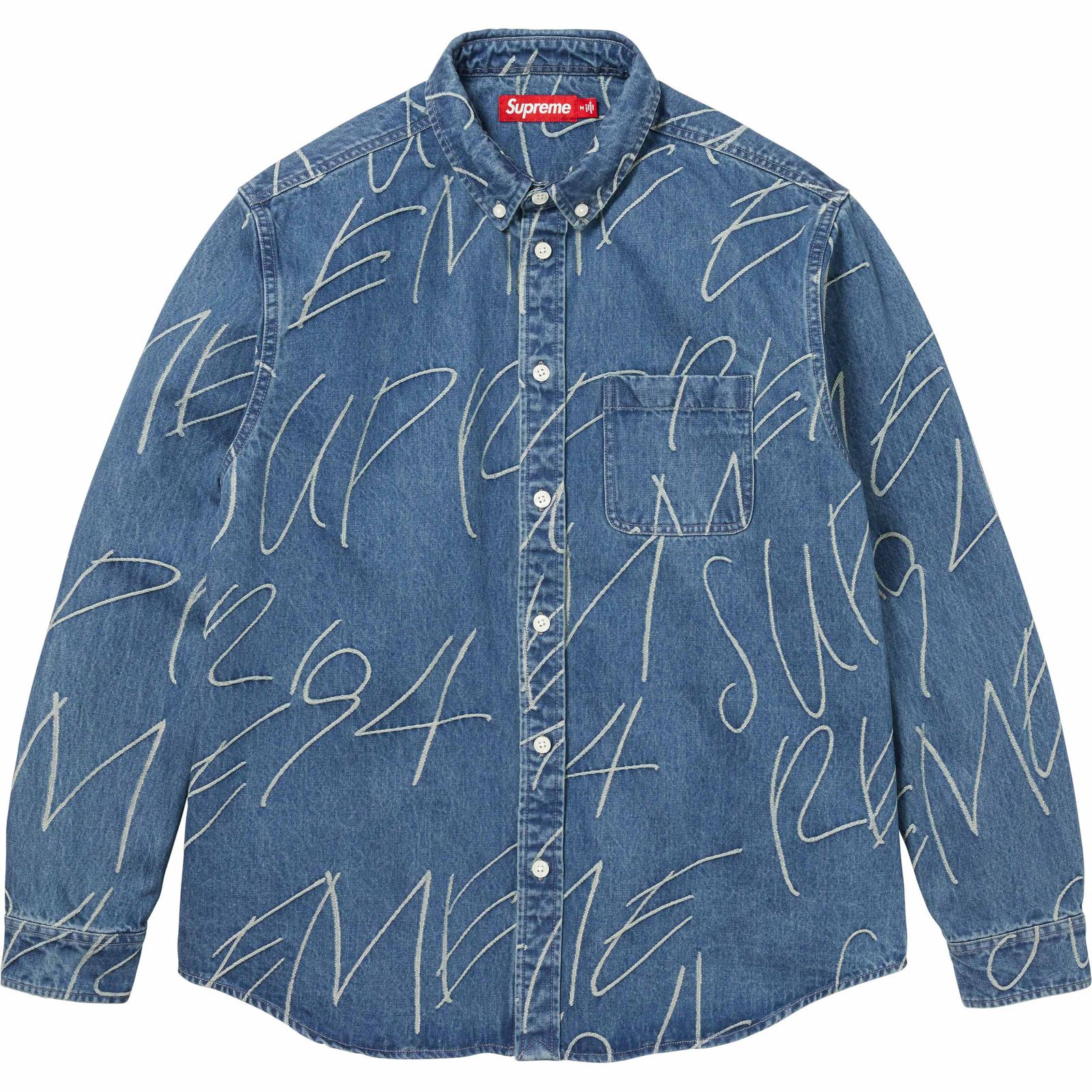 Handwriting Jacquard Denim Shirt