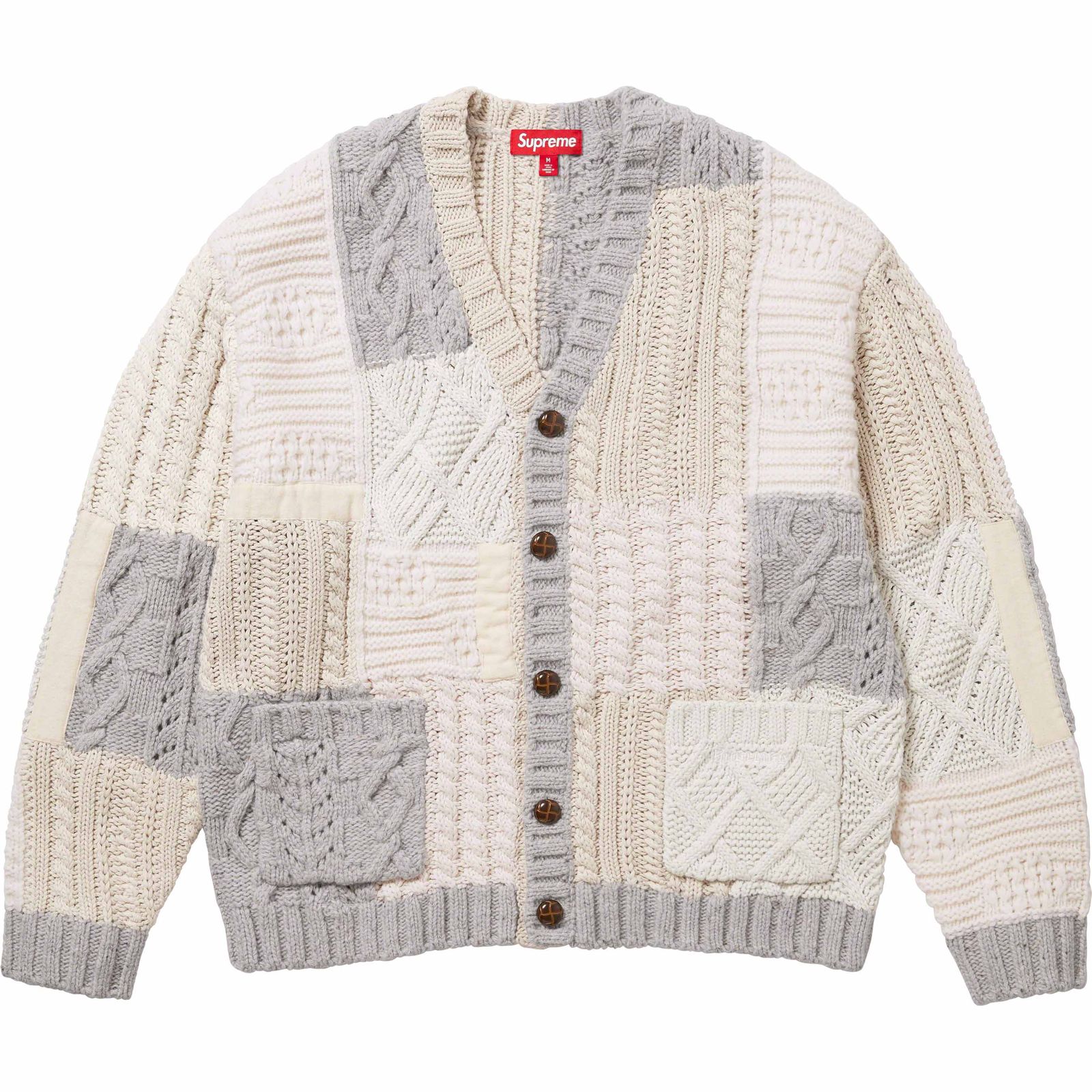 Patchwork Cable Knit Cardigan