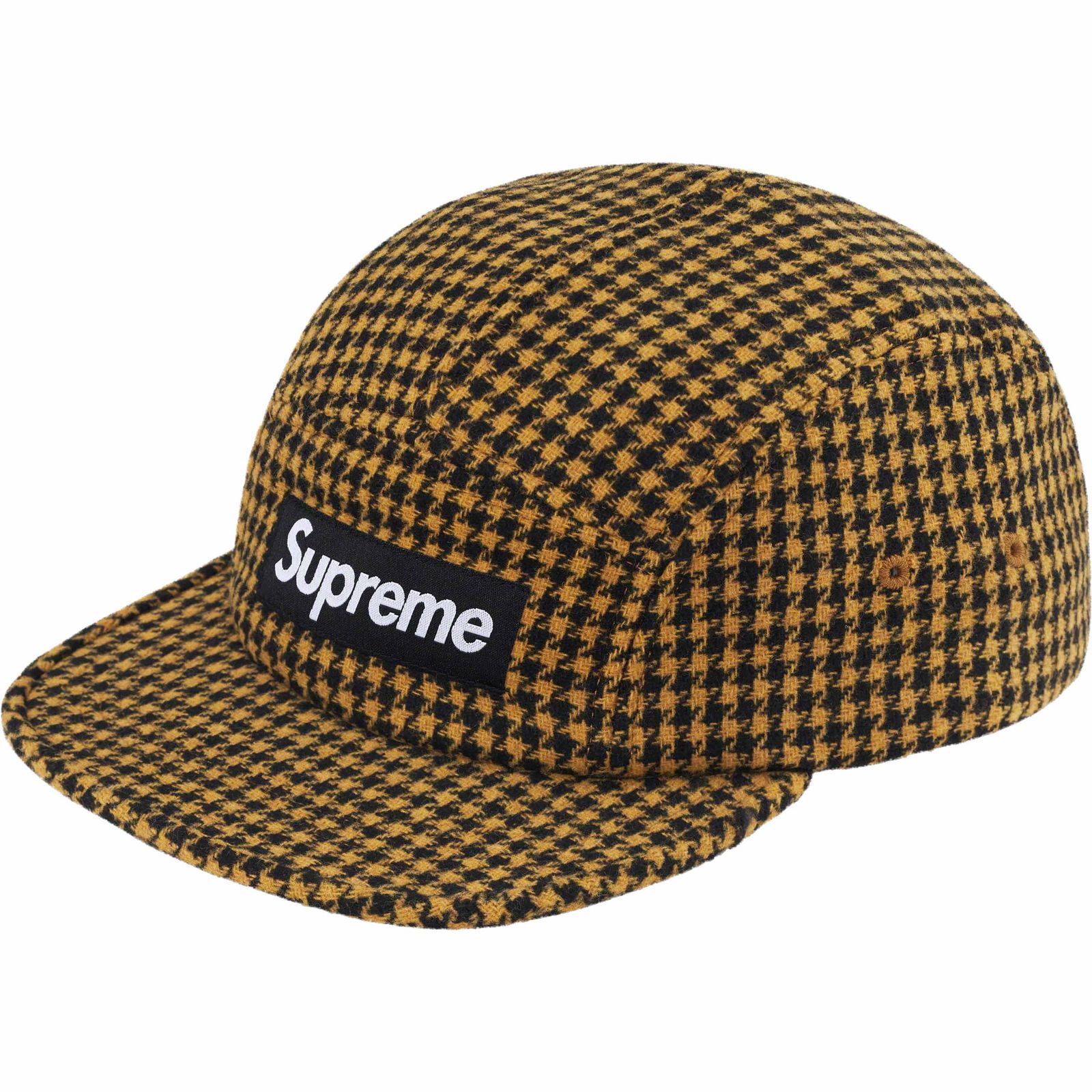 Houndstooth Wool Camp Cap