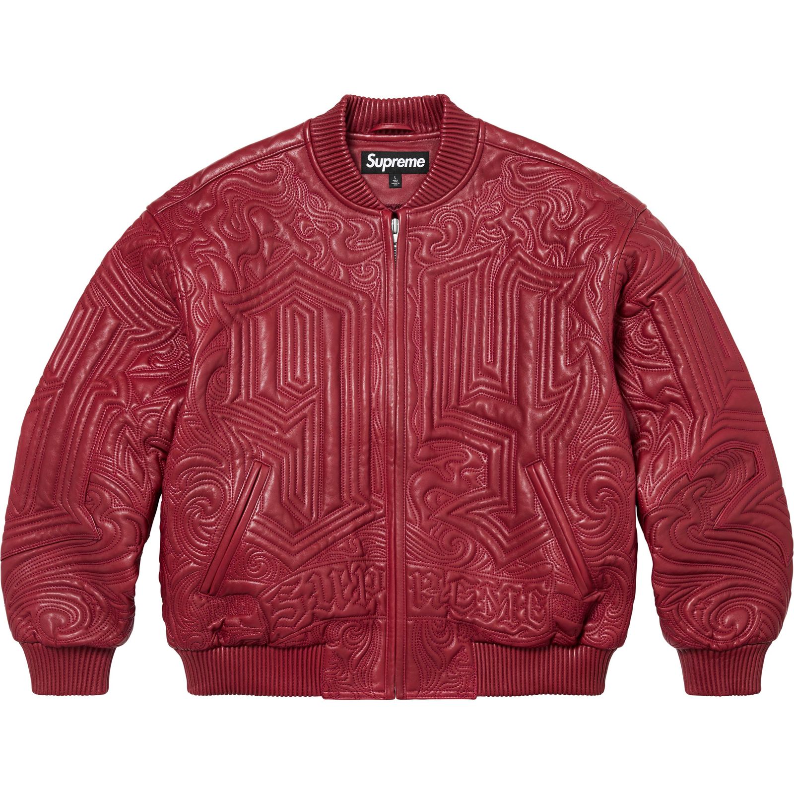 Mister Cartoon Embroidered Leather Jacket