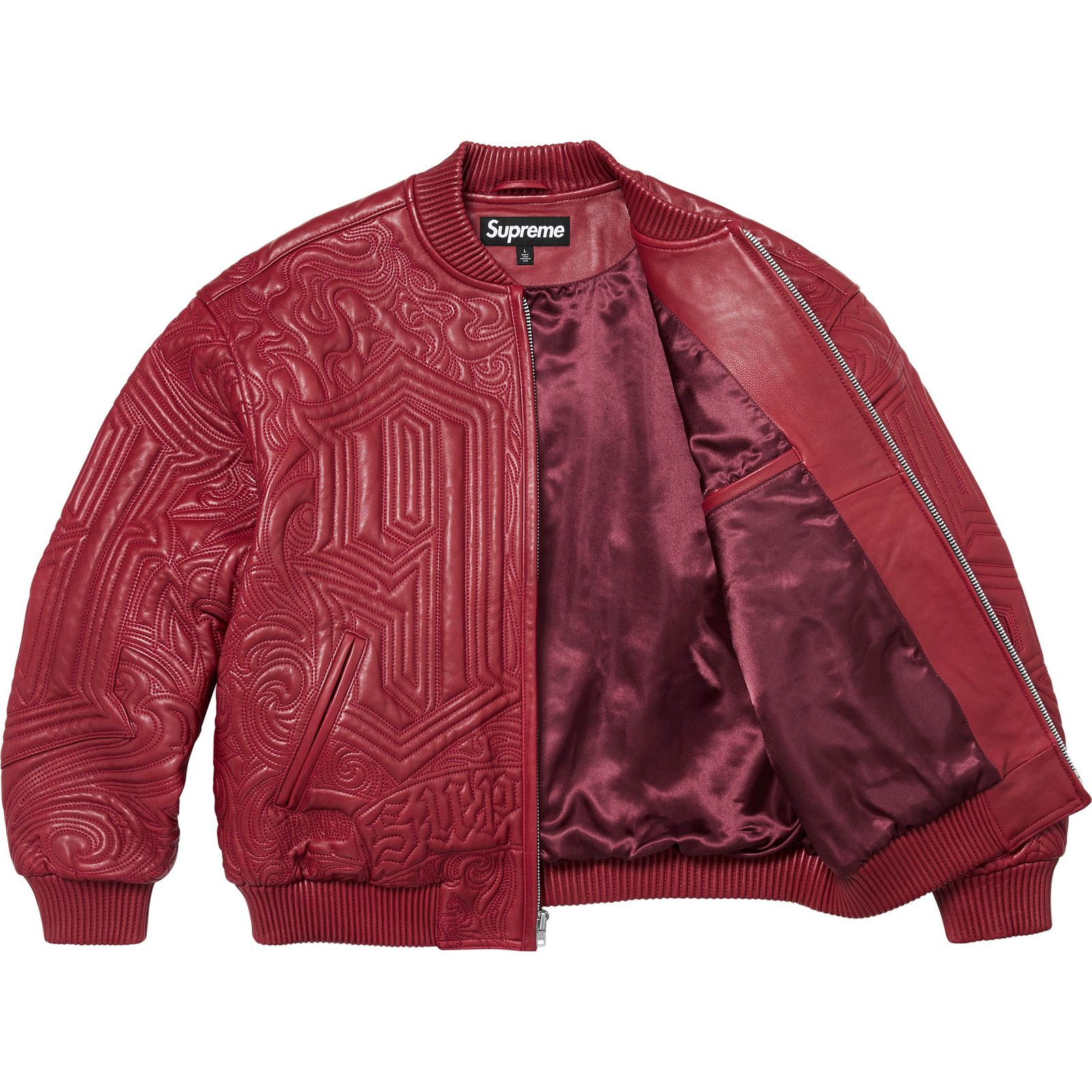 Mister Cartoon Embroidered Leather Jacket