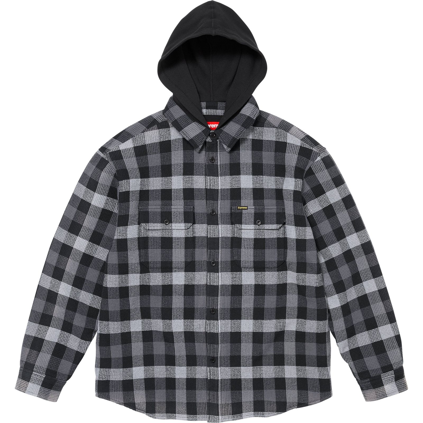 Waffle Plaid Hooded Shirt