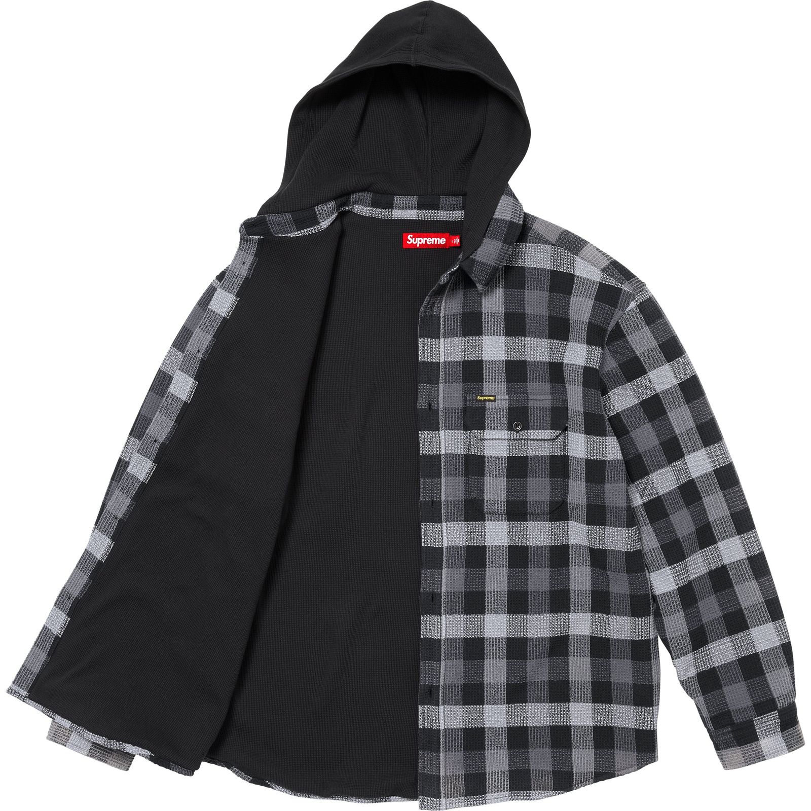 Waffle Plaid Hooded Shirt