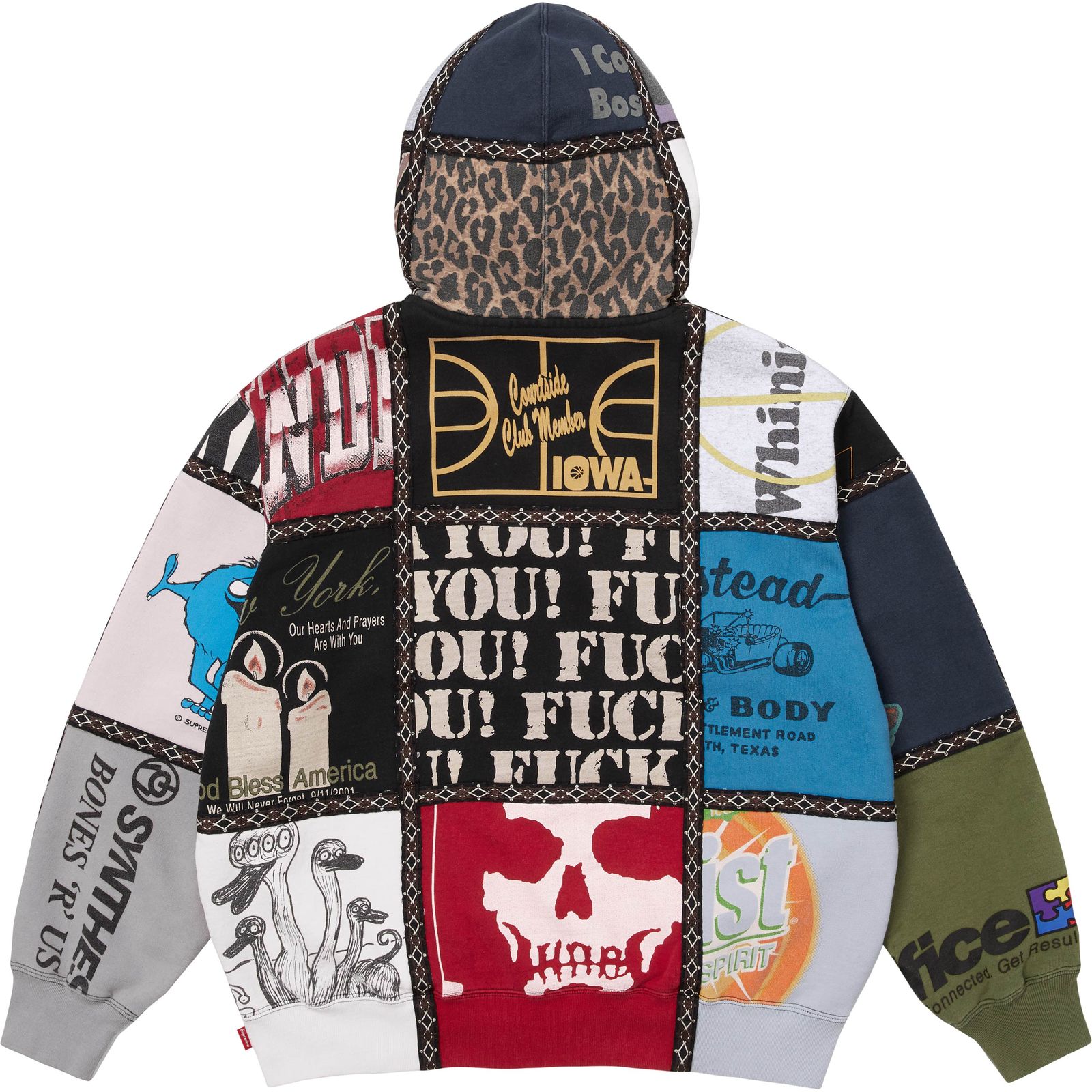 Supreme®/Number (N)ine® Patchwork Zip Up Hooded Sweatshirt