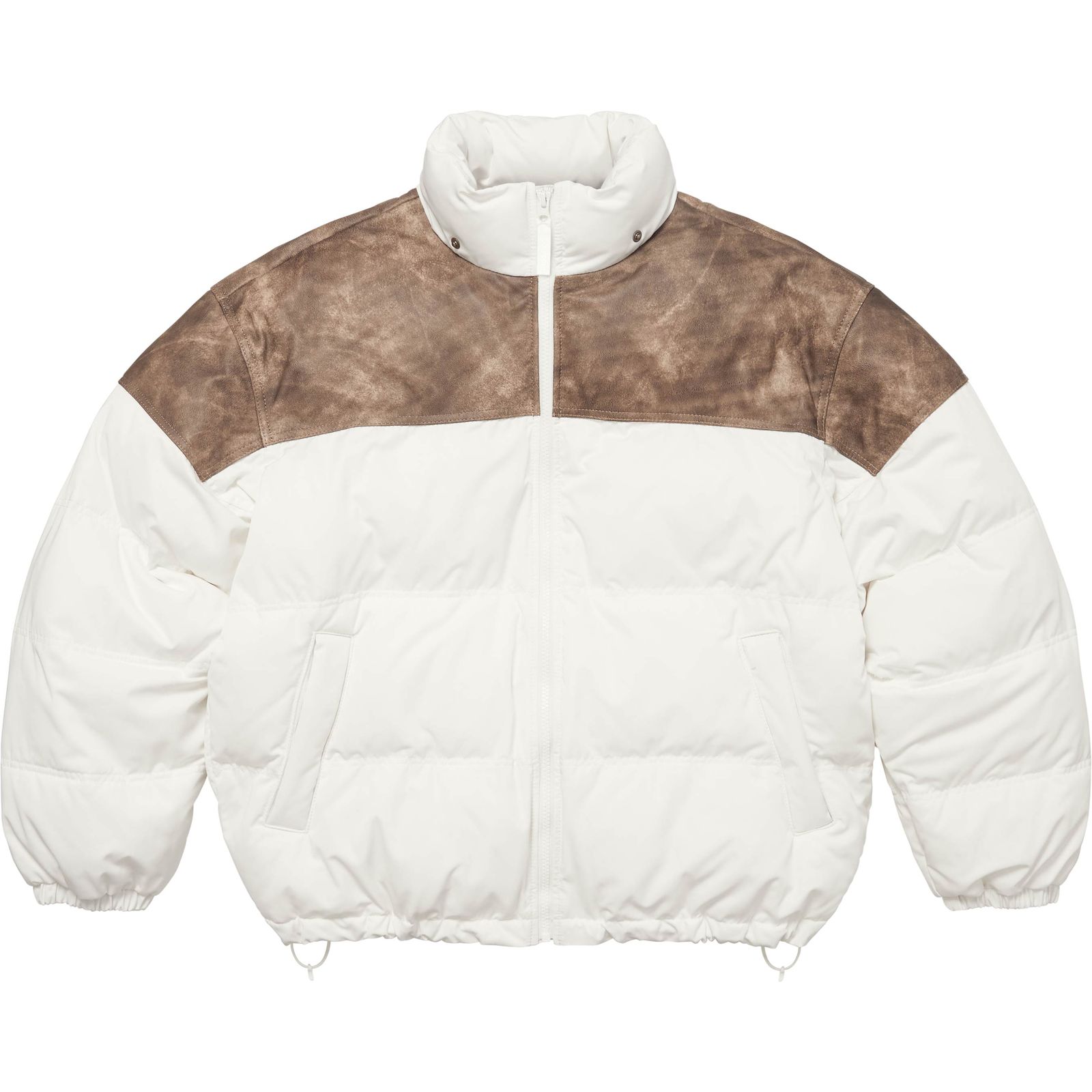 Leather Yoke Puffer Jacket