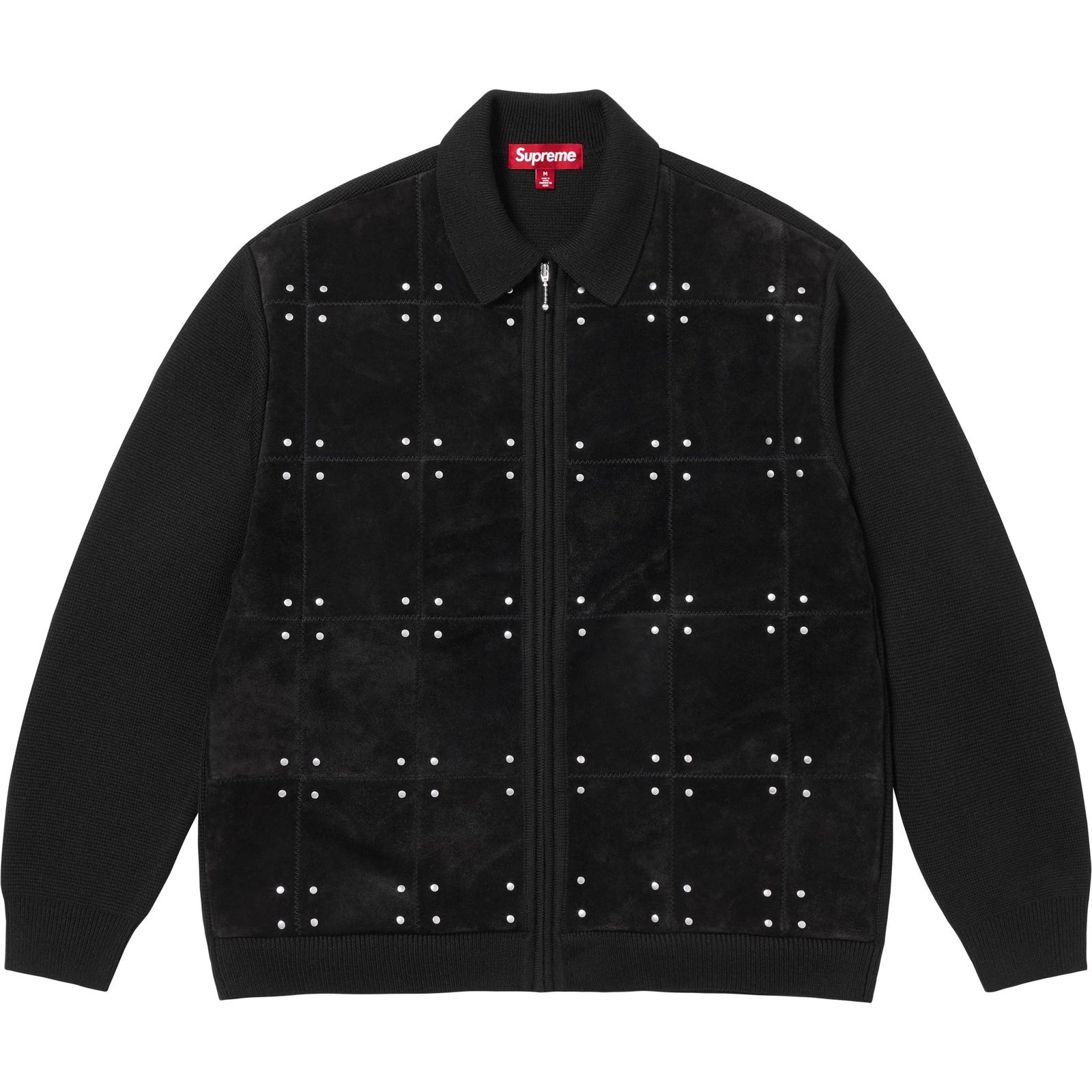 Studded Suede Zip Up Cardigan