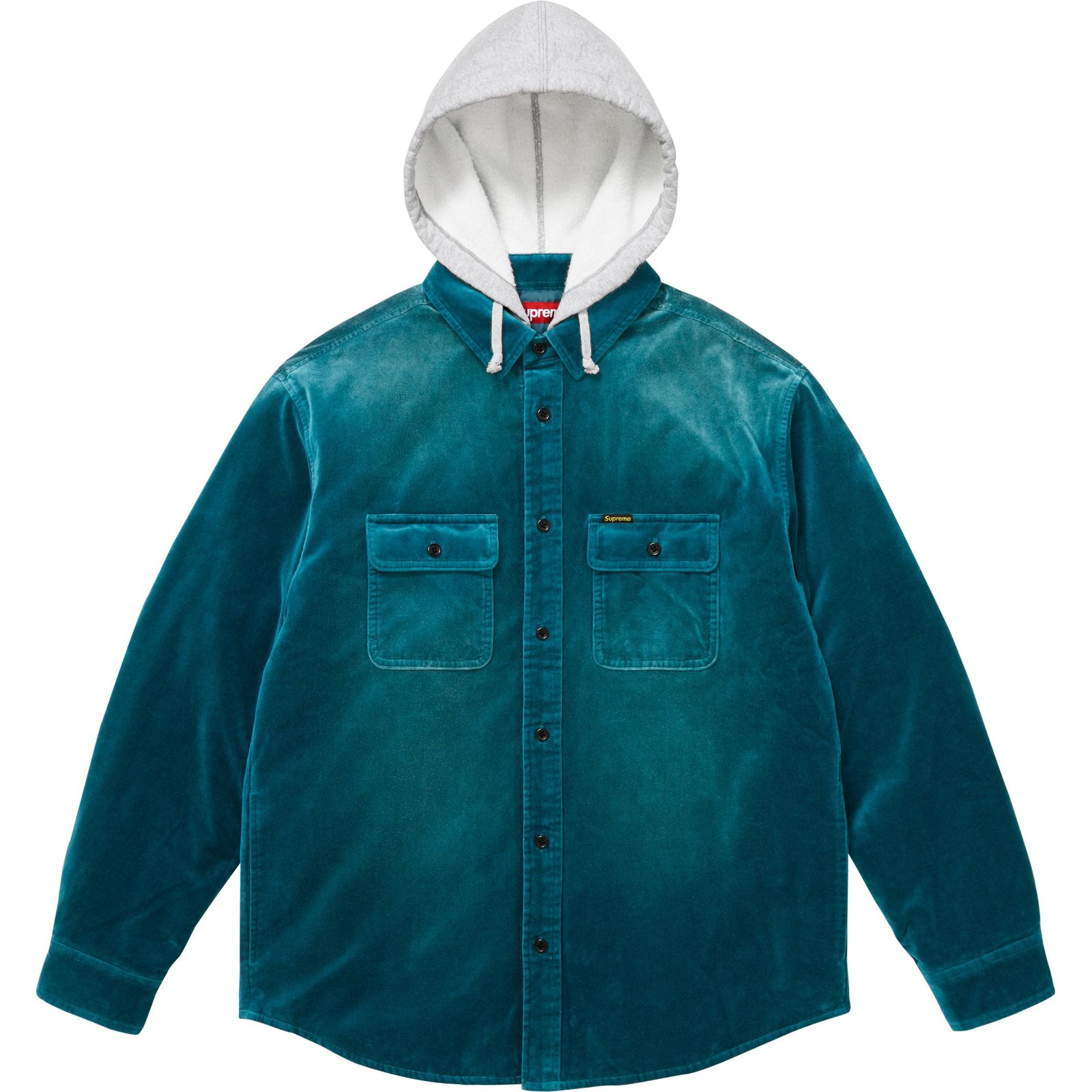 Quilted Lined Hooded Velvet Shirt