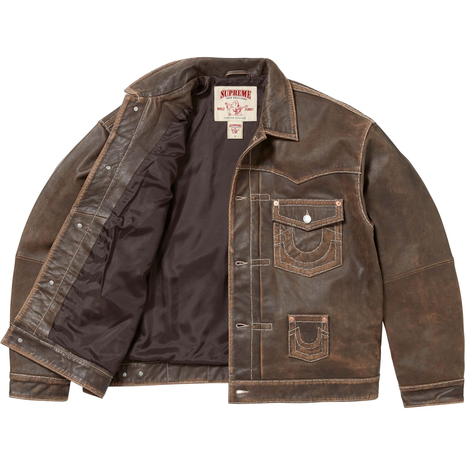 Supreme®/True Religion® Leather Trucker Jacket
