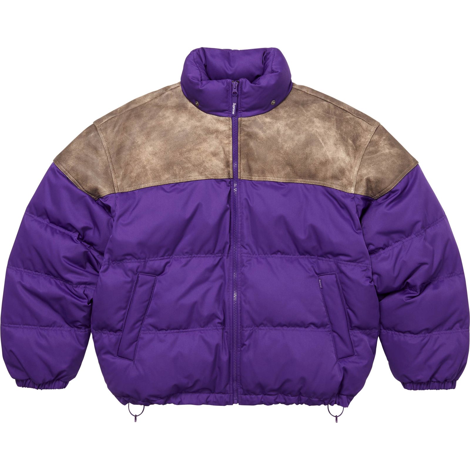 Leather Yoke Puffer Jacket