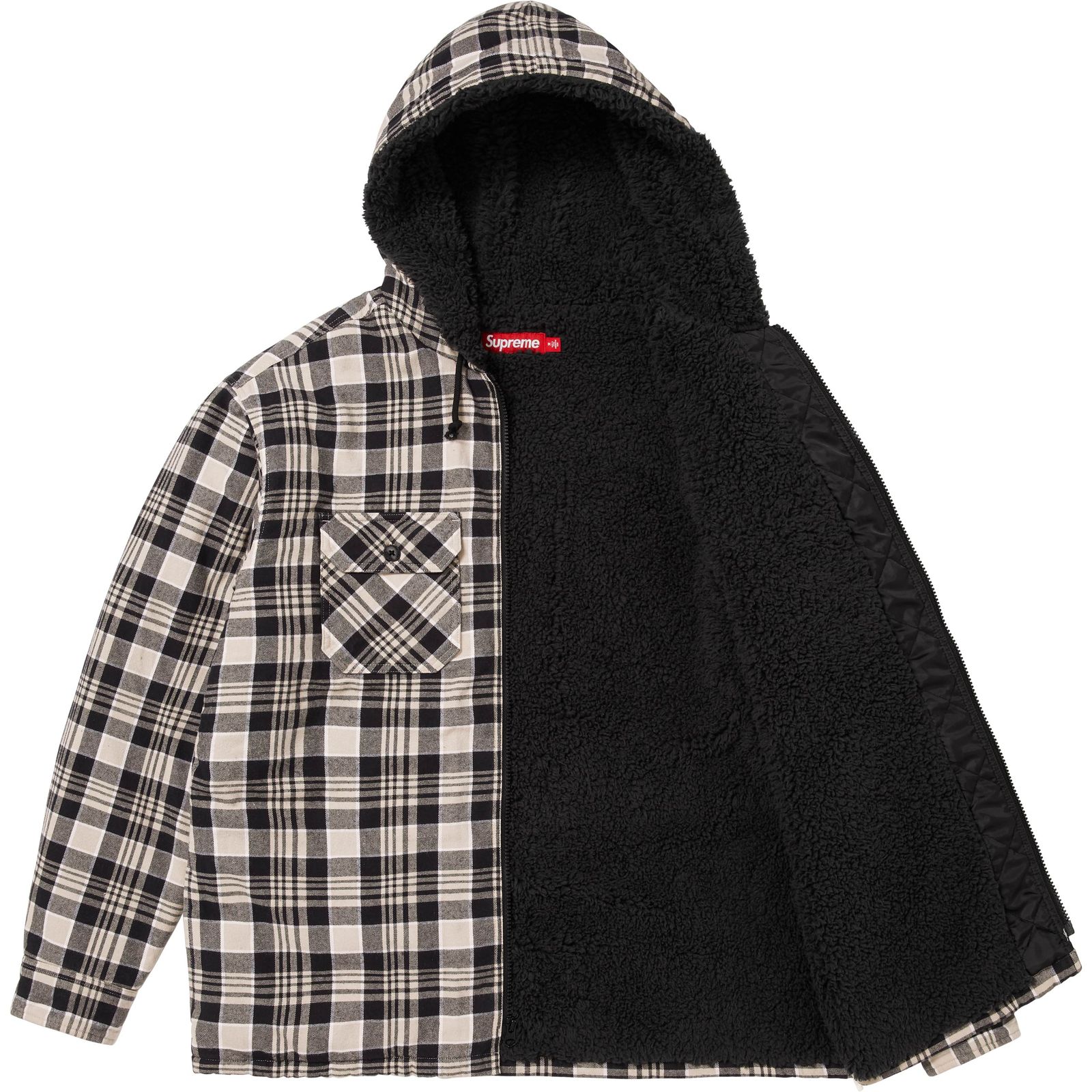 Lined Zip Up Hooded Flannel Shirt