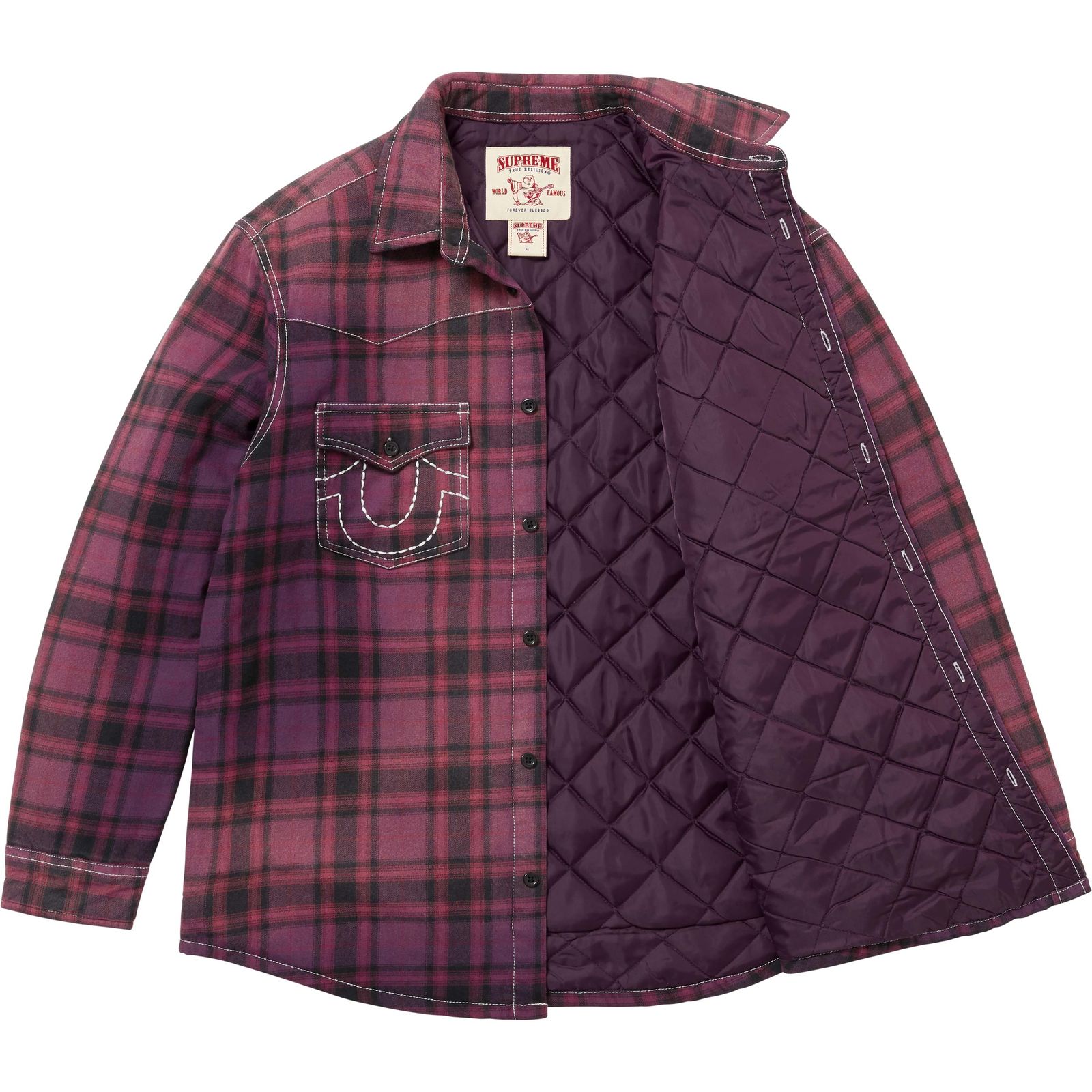 Supreme®/True Religion® Quilted Lined Plaid Flannel Shirt