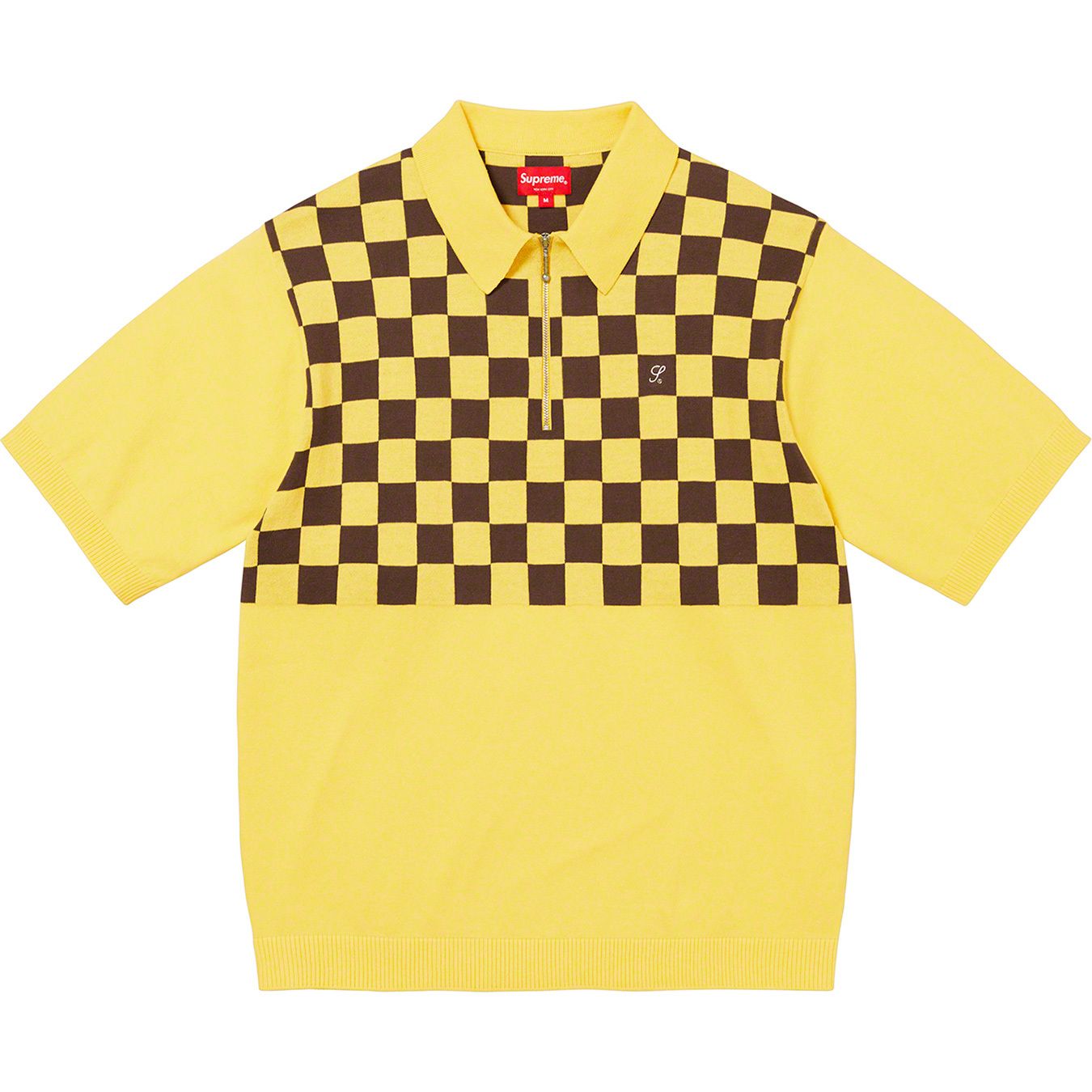 Checkerboard Zip Polo