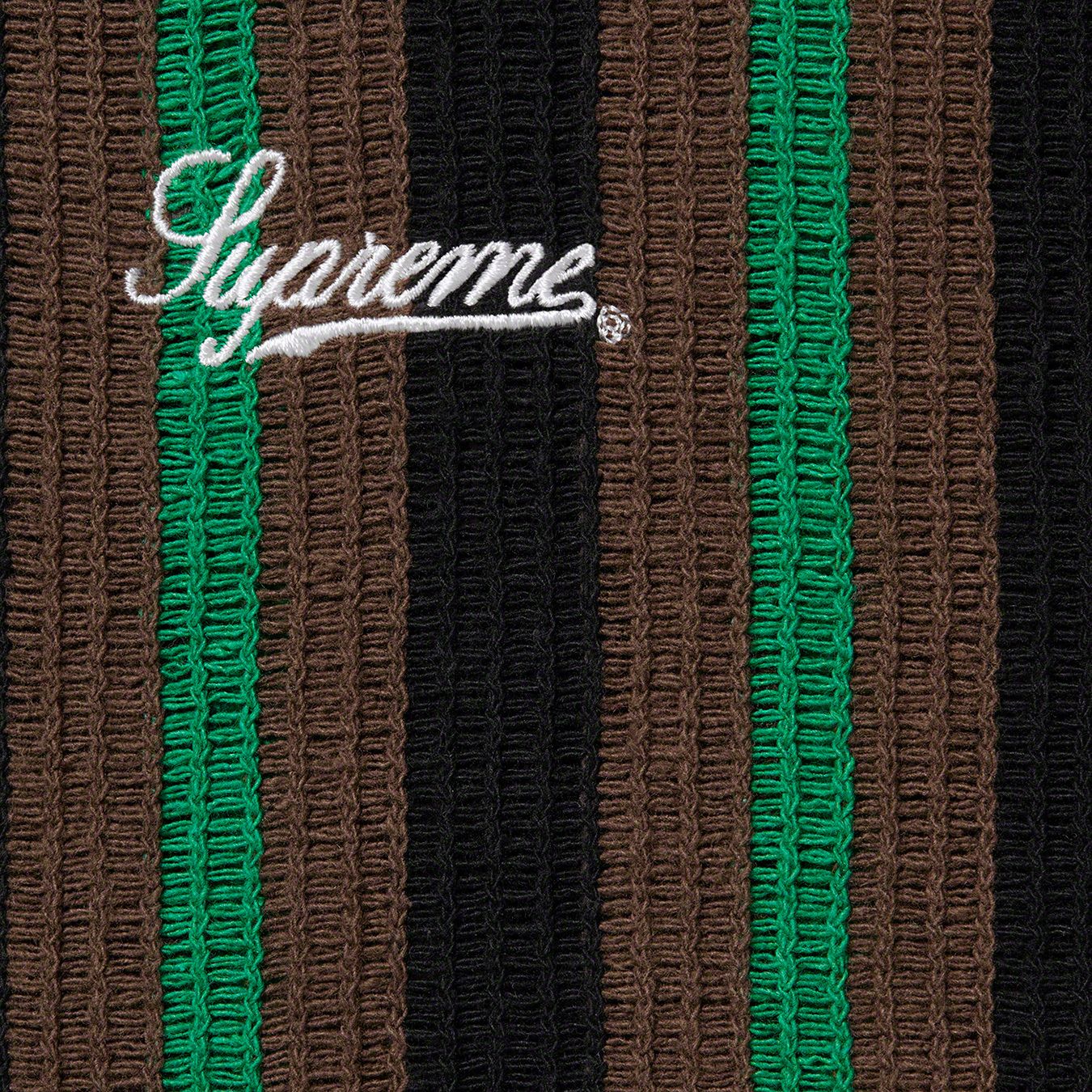 Open Knit Stripe Zip Polo