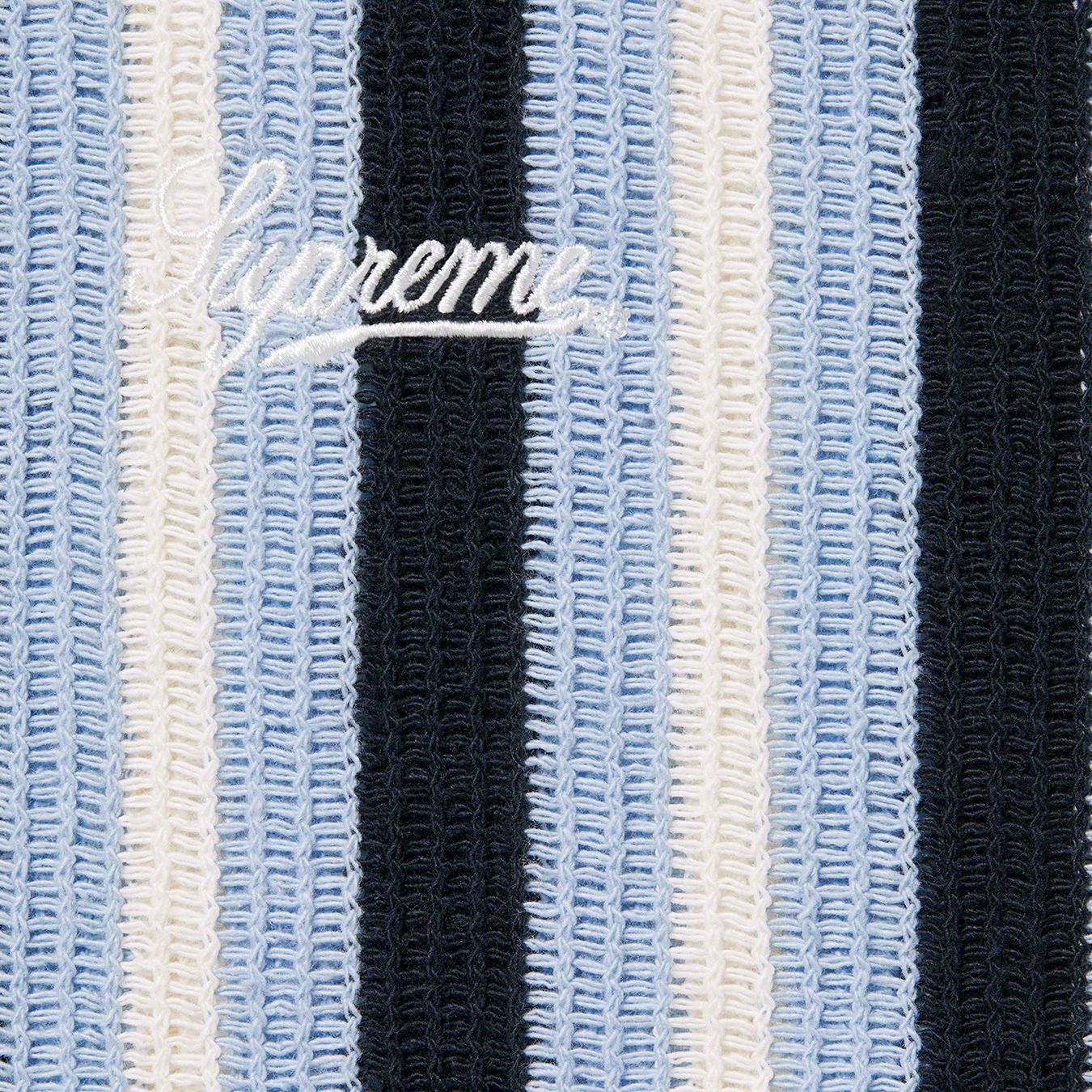 Open Knit Stripe Zip Polo