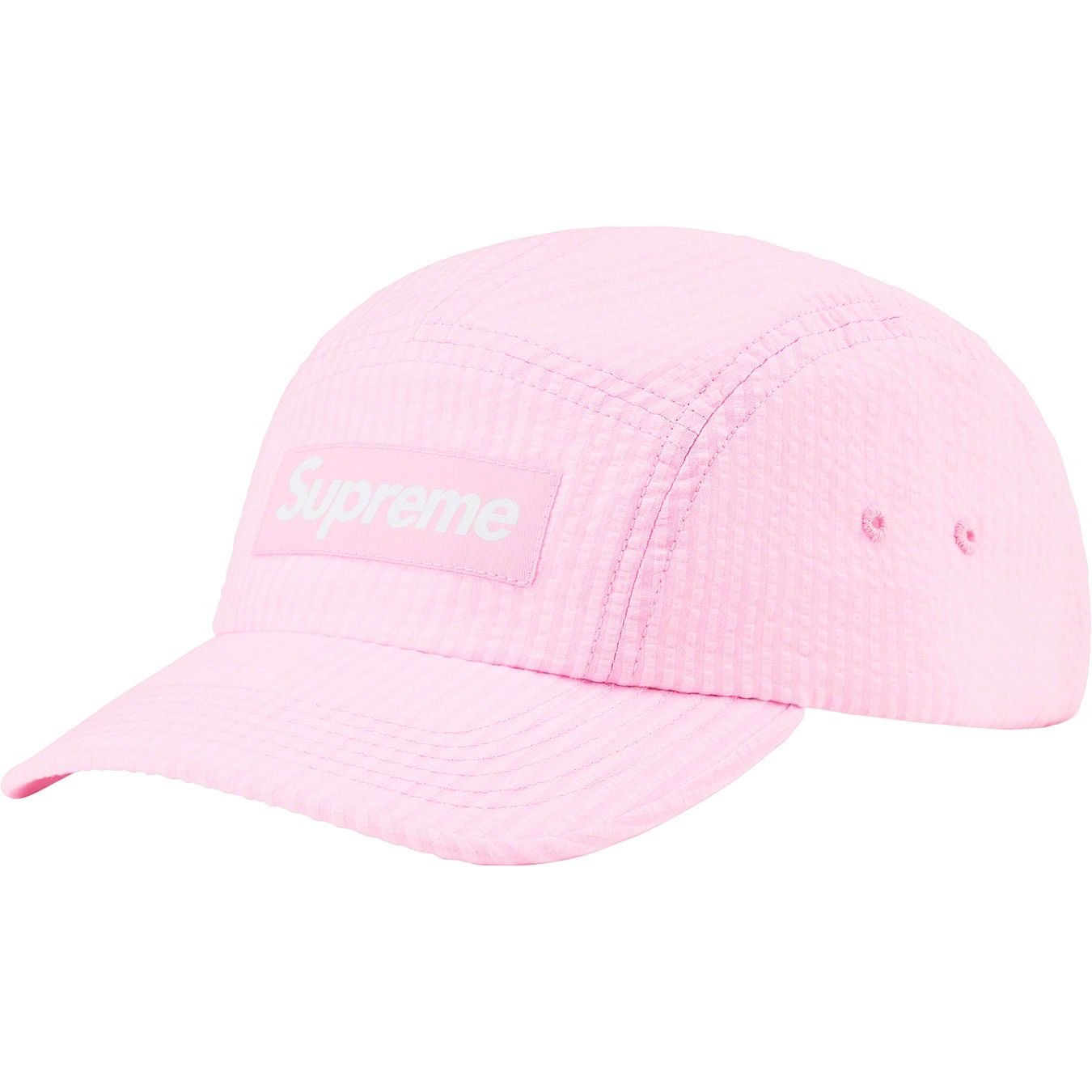 Washed Seersucker Camp Cap