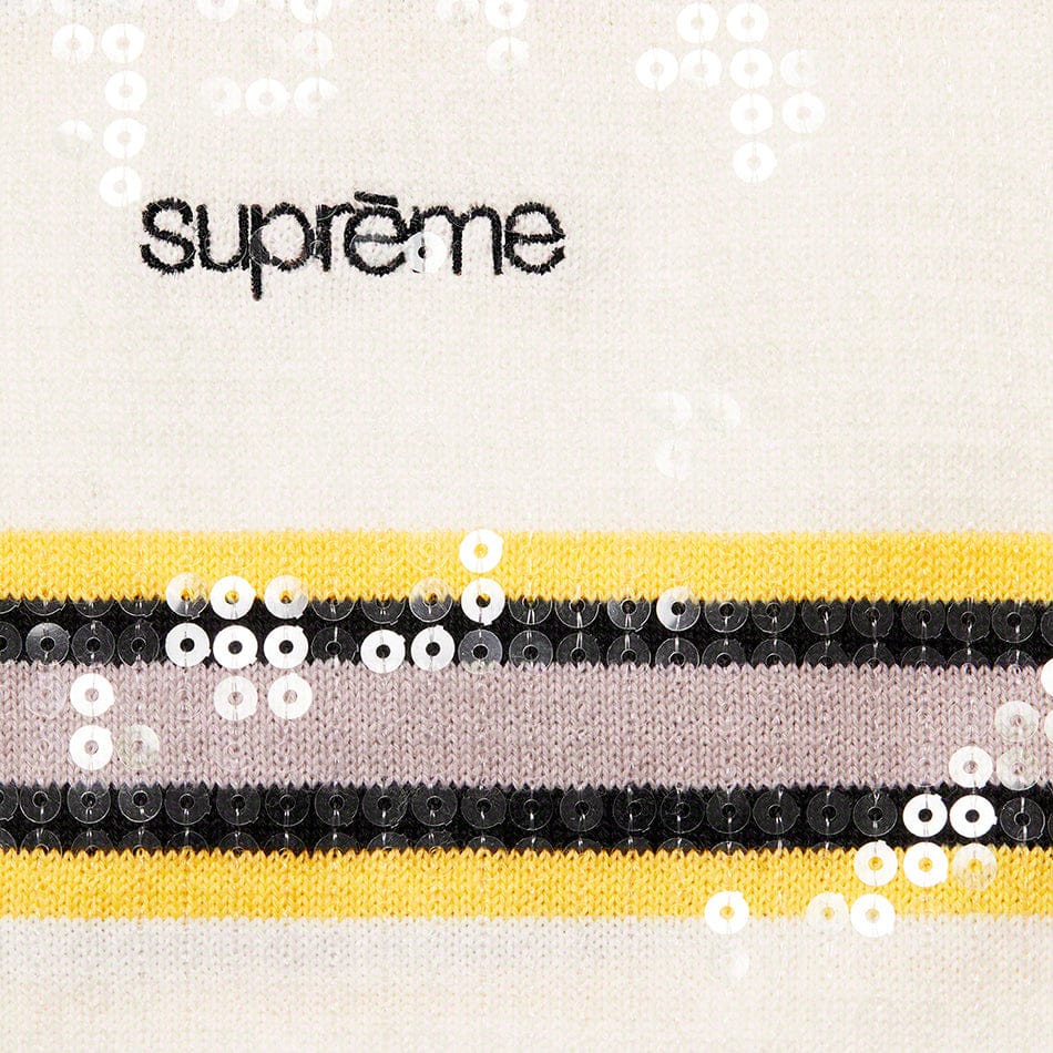 Sequin Stripe Zip Polo