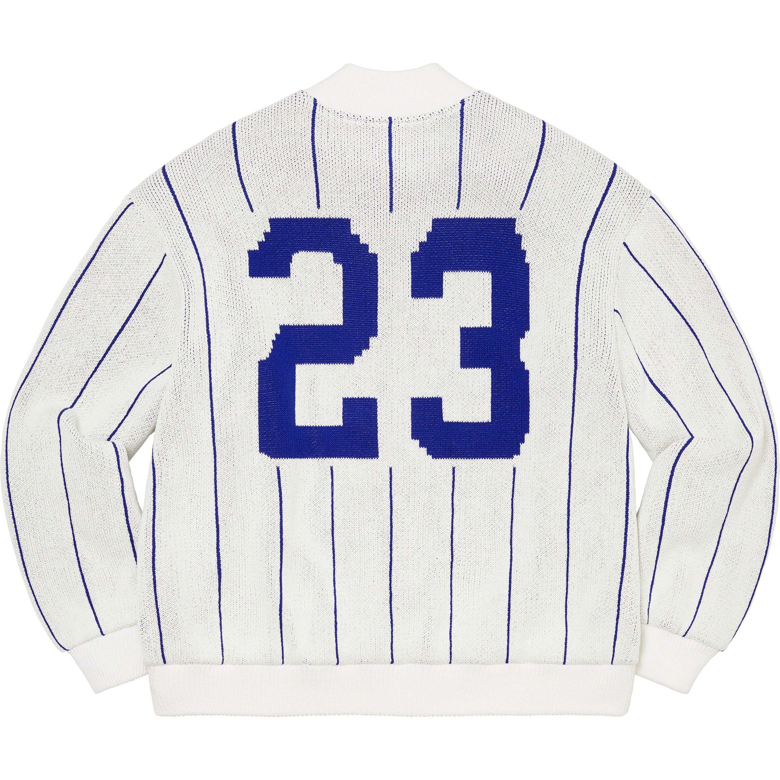 Pinstripe Varsity Zip Up Sweater