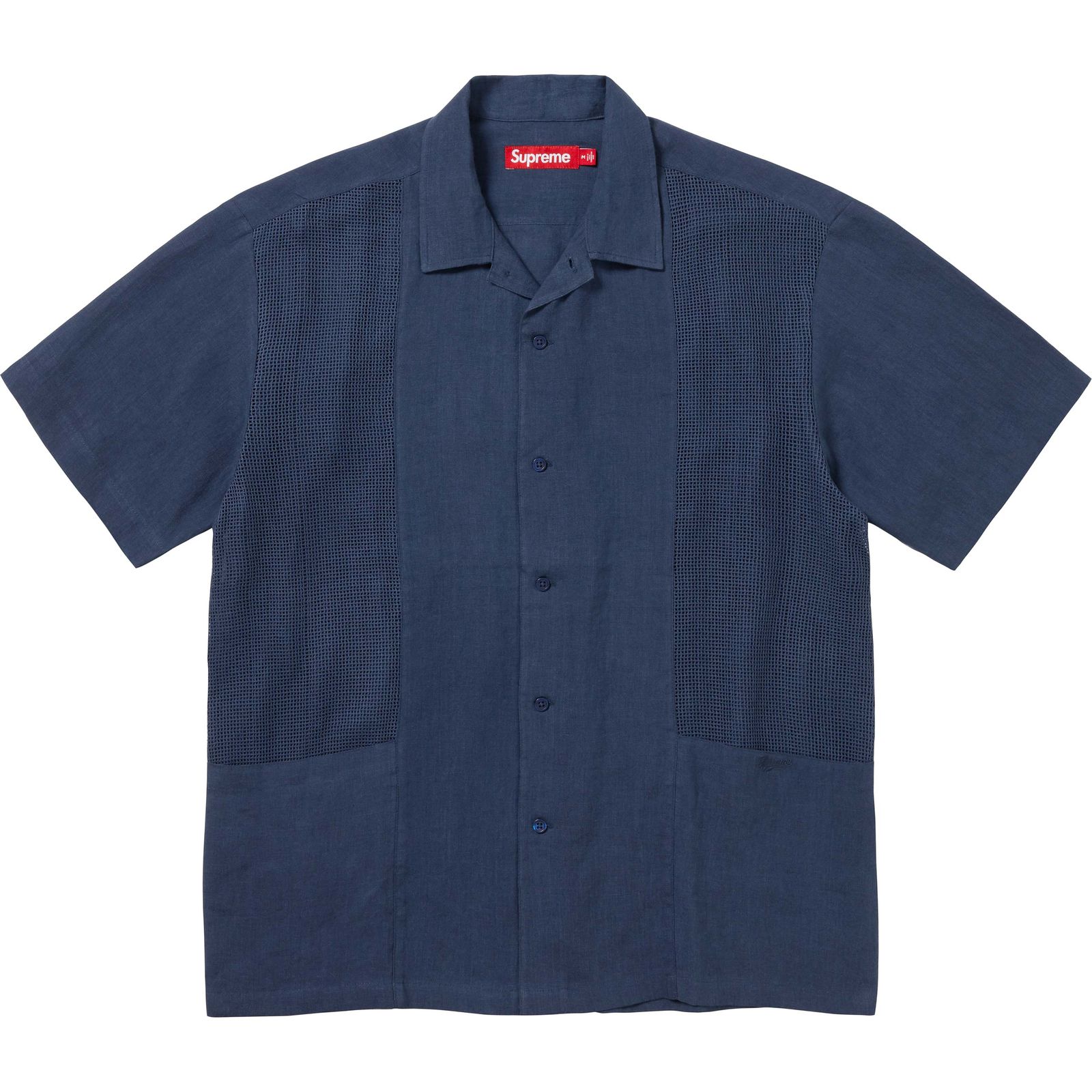 Mesh Panel Linen S/S Shirt