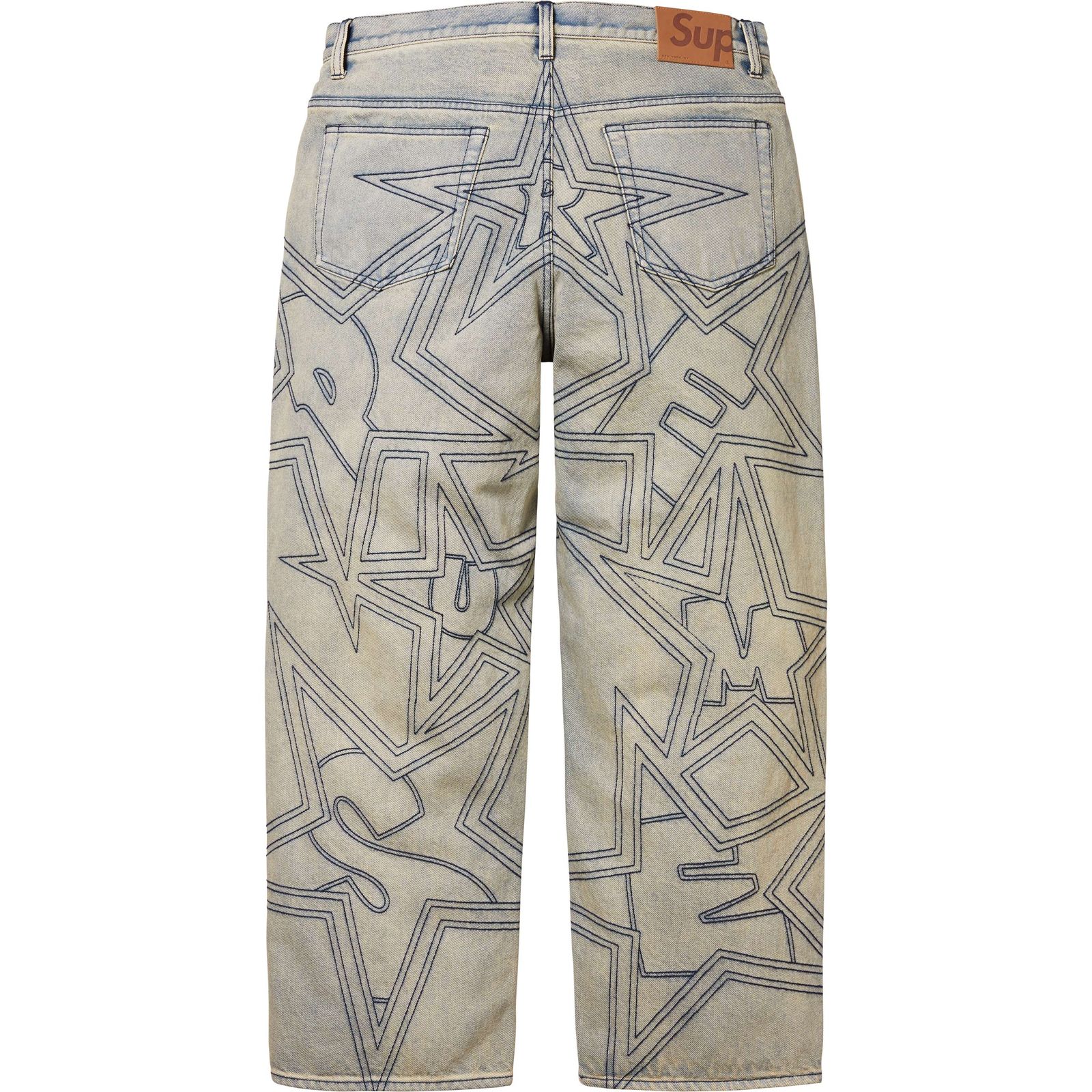 Stars Topstitch Baggy Jean