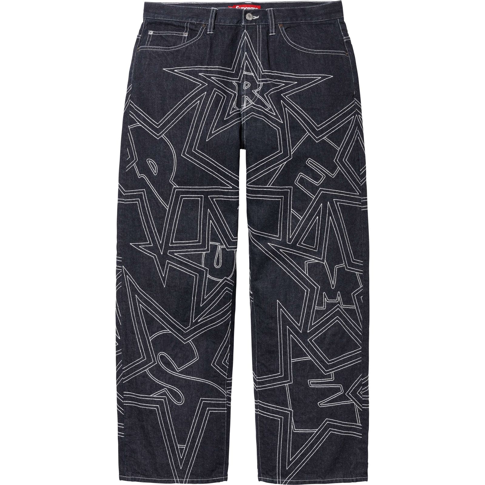 Stars Topstitch Baggy Jean