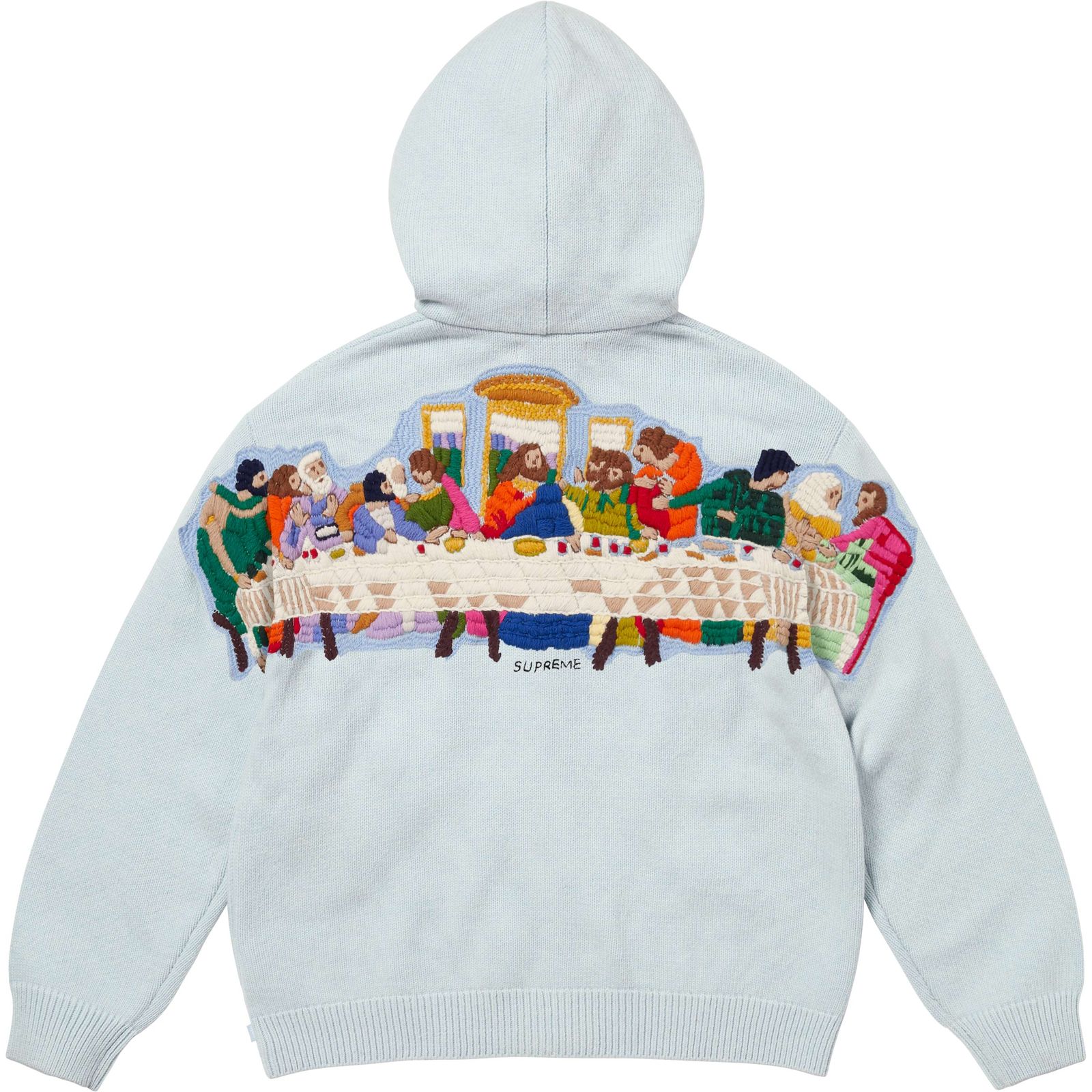 Last Supper Embroidered Zip Up Hooded Sweater