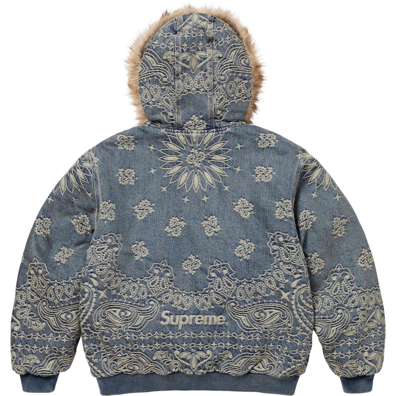 Bandana Jacquard Denim Hooded Work Jacket