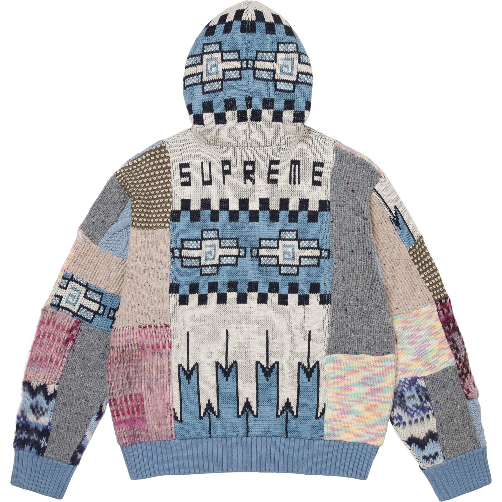 Patchwork Zip Up Hooded Sweater
