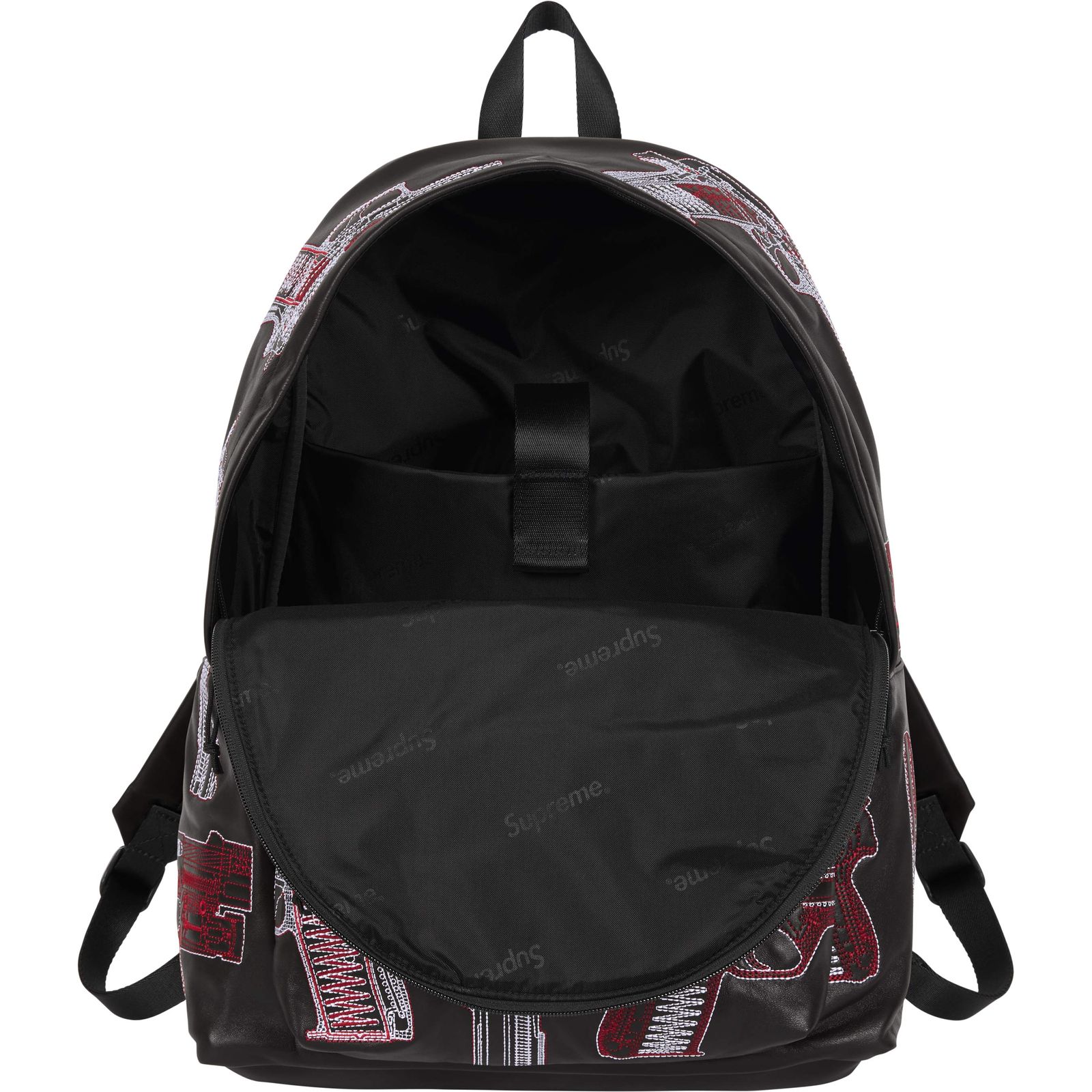 Guns Embroidered Leather Backpack