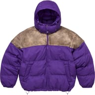 Leather Yoke Puffer Jacket
